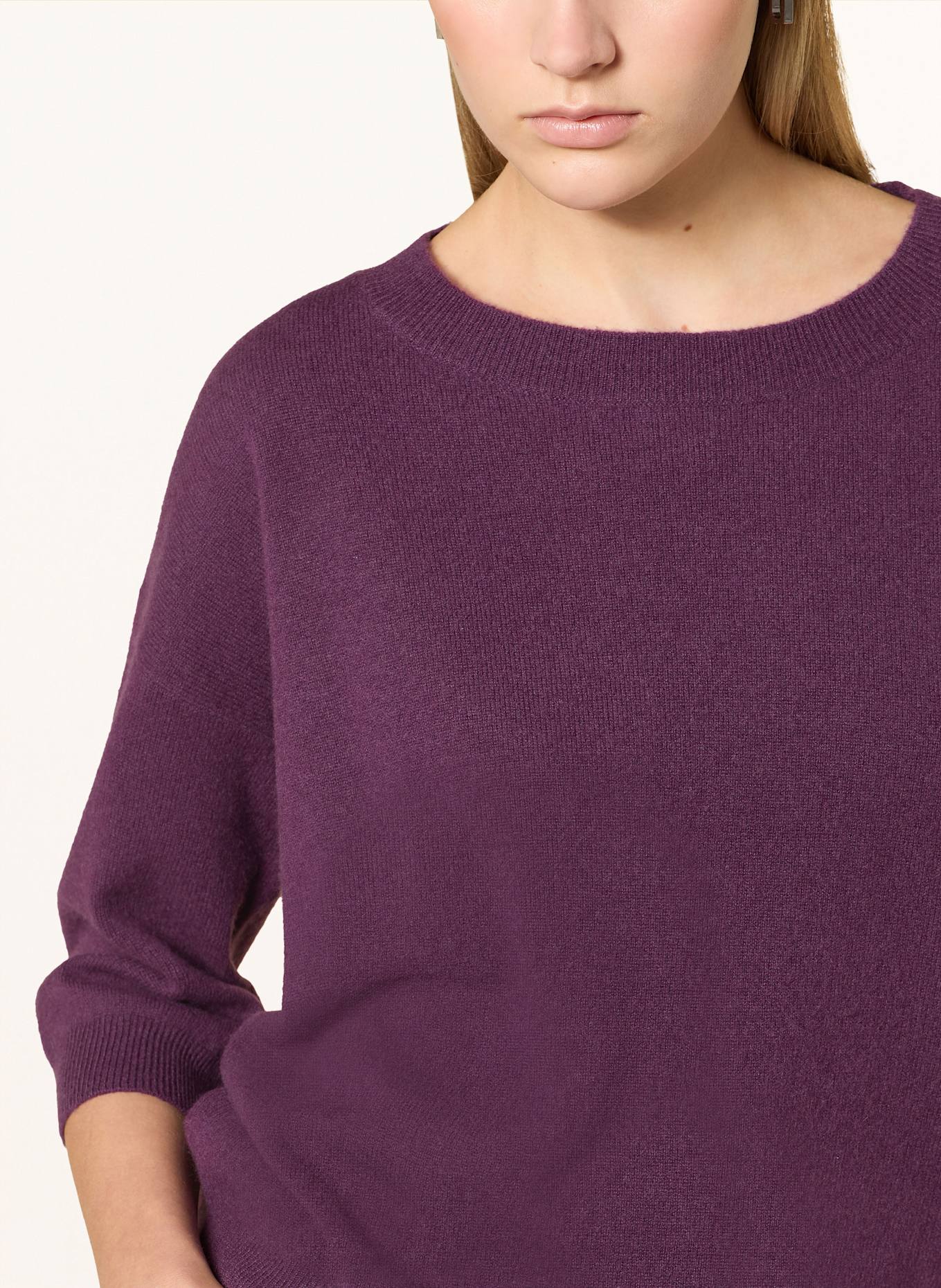 darling harbour Cashmere sweater with 3/4 sleeves: DARK PURPLE
