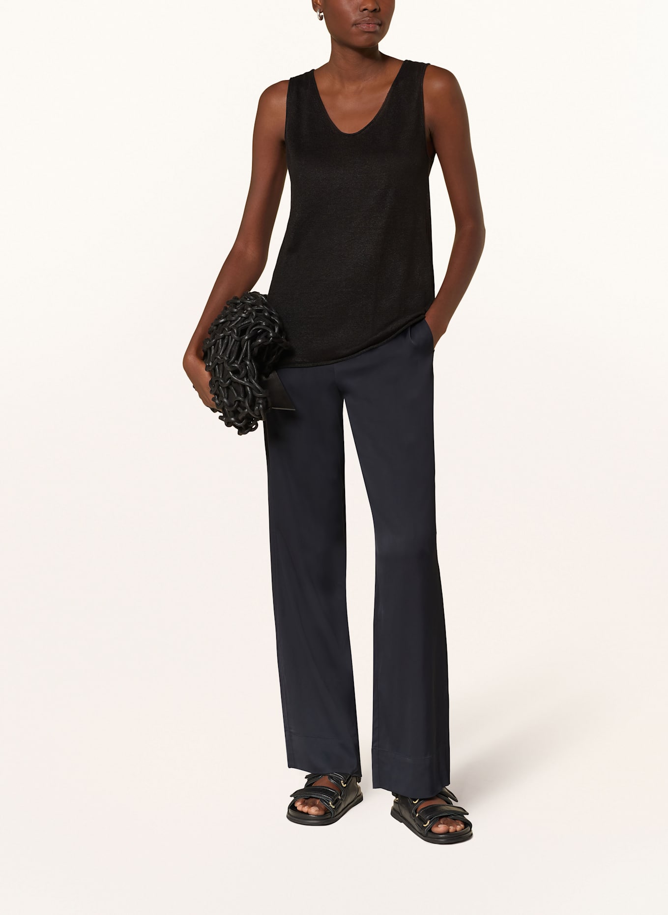 darling harbour Top z dzianiny z lnu: CZARNY