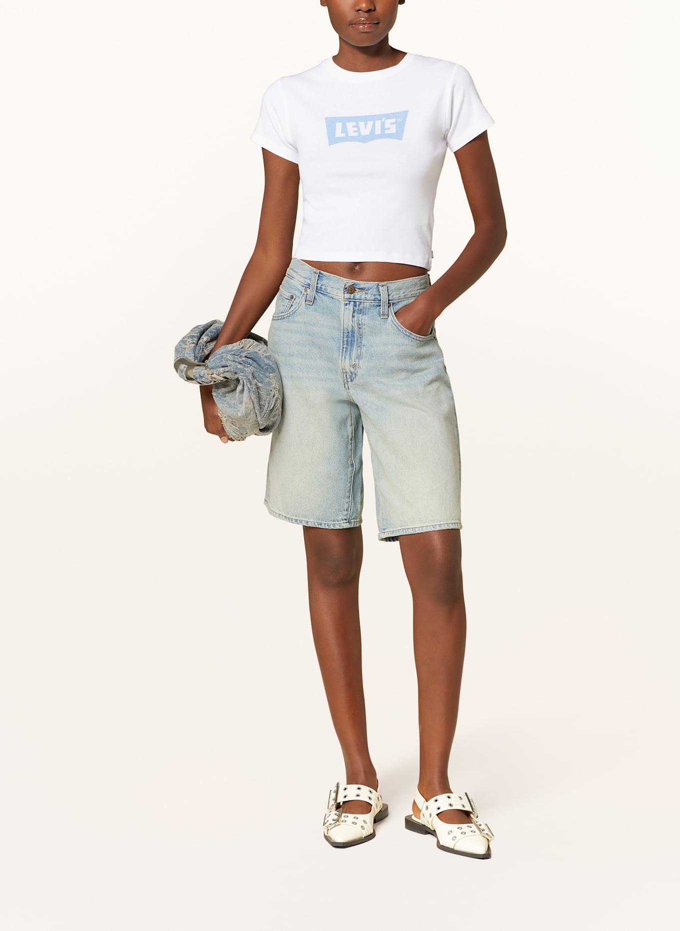 Levi's® BAGGY DAD denim shorts: 02 Marchesa Notte pleated floral tiered dress Blue