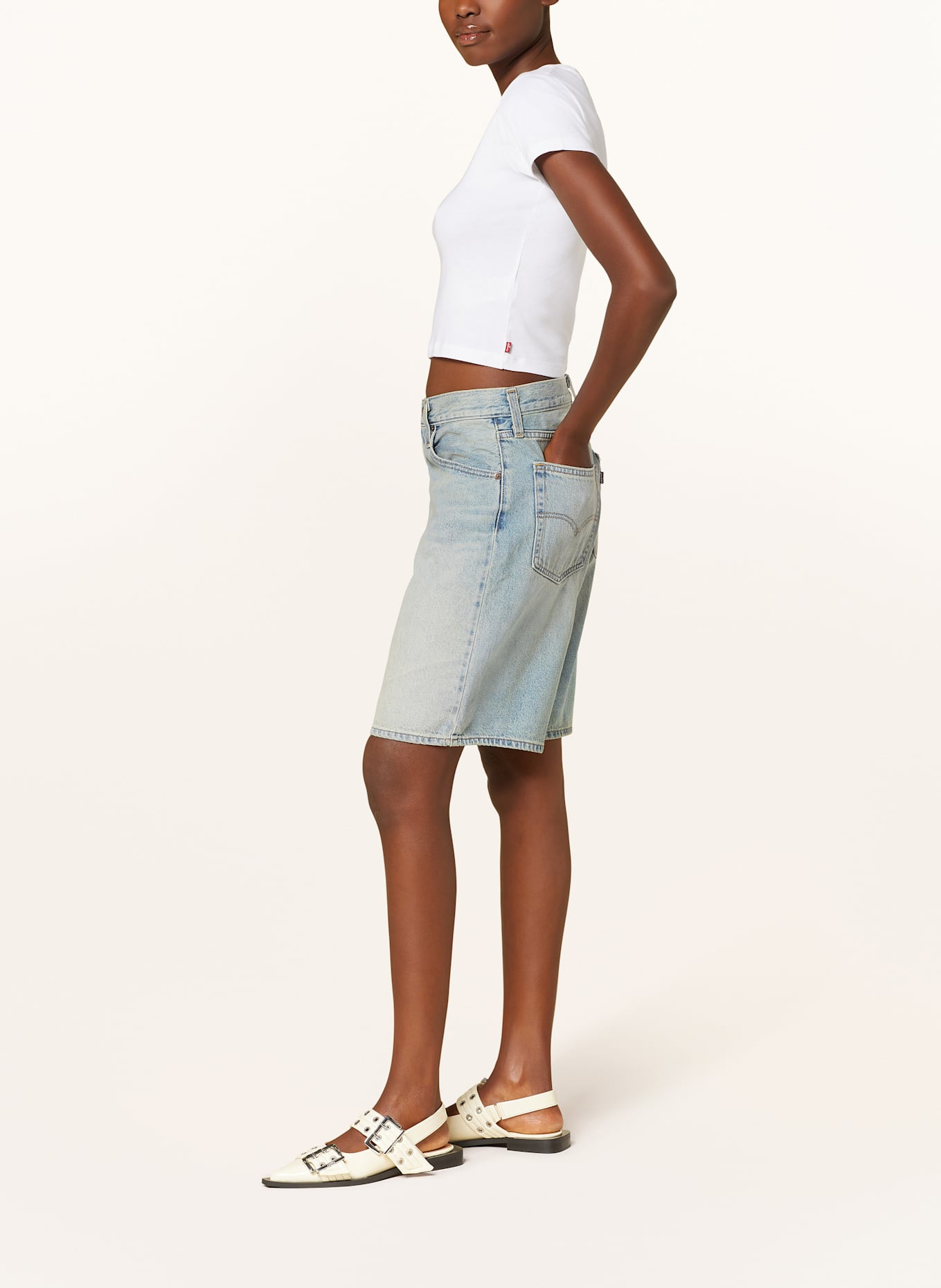 Levi's® BAGGY DAD denim shorts: 02 Marchesa Notte pleated floral tiered dress Blue