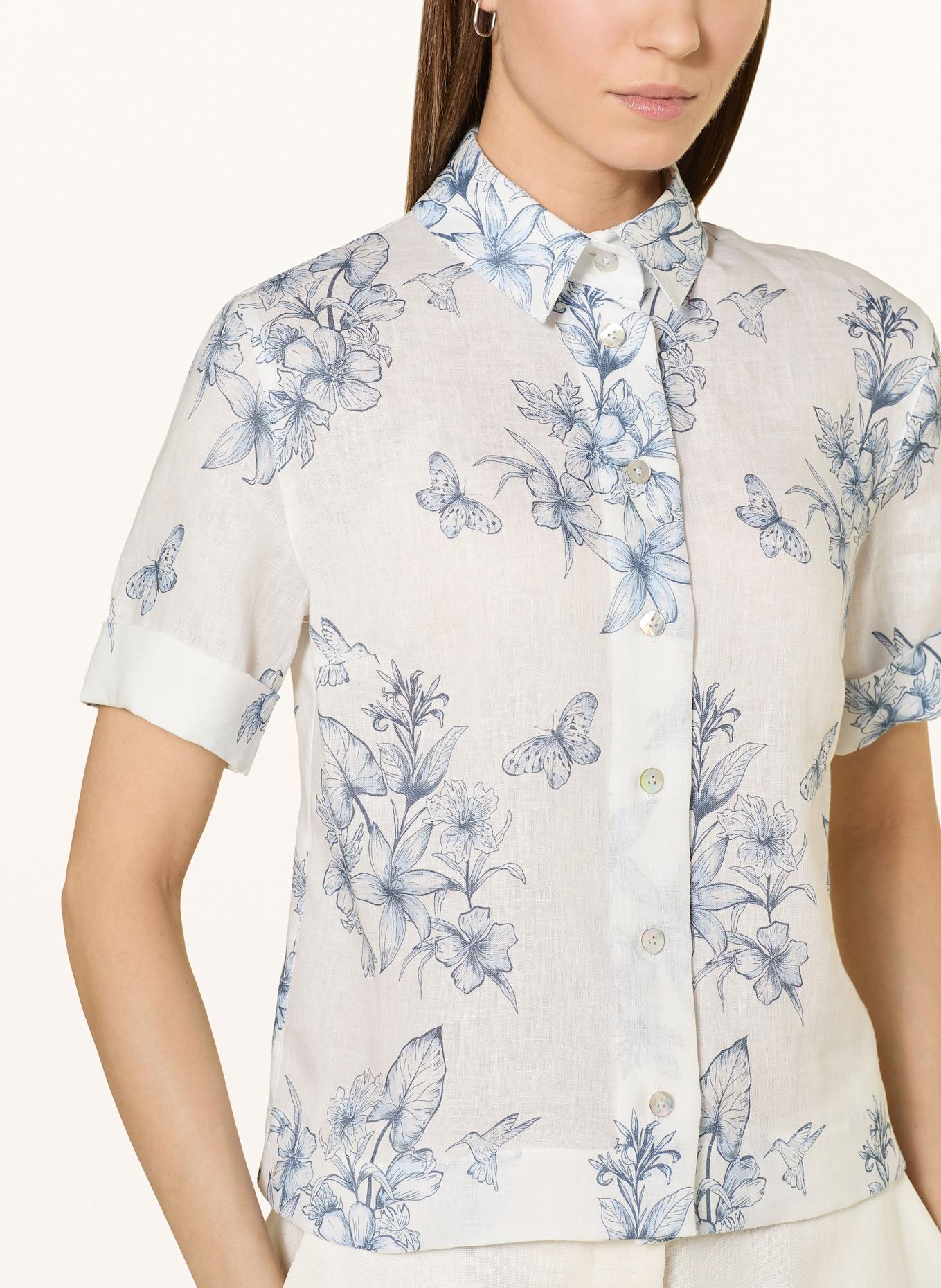 van Laack Košilová halenka VL-AMIS-KN ze lnu: BÍLÁ / TMAVĚ MODRÁ / MODRÁ