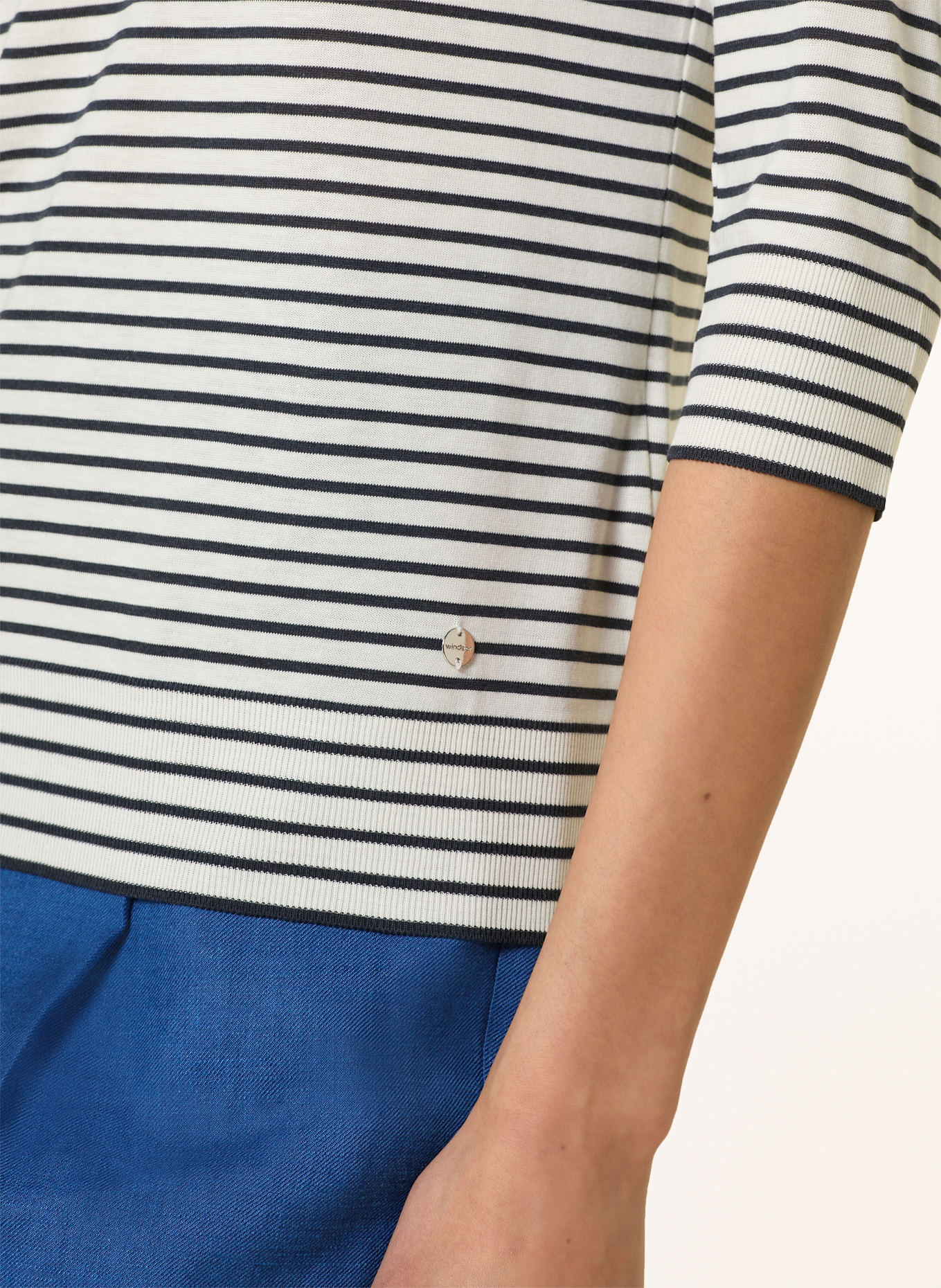 windsor. Shirt mit 3/4-Arm: WEISS / DUNKELBLAU