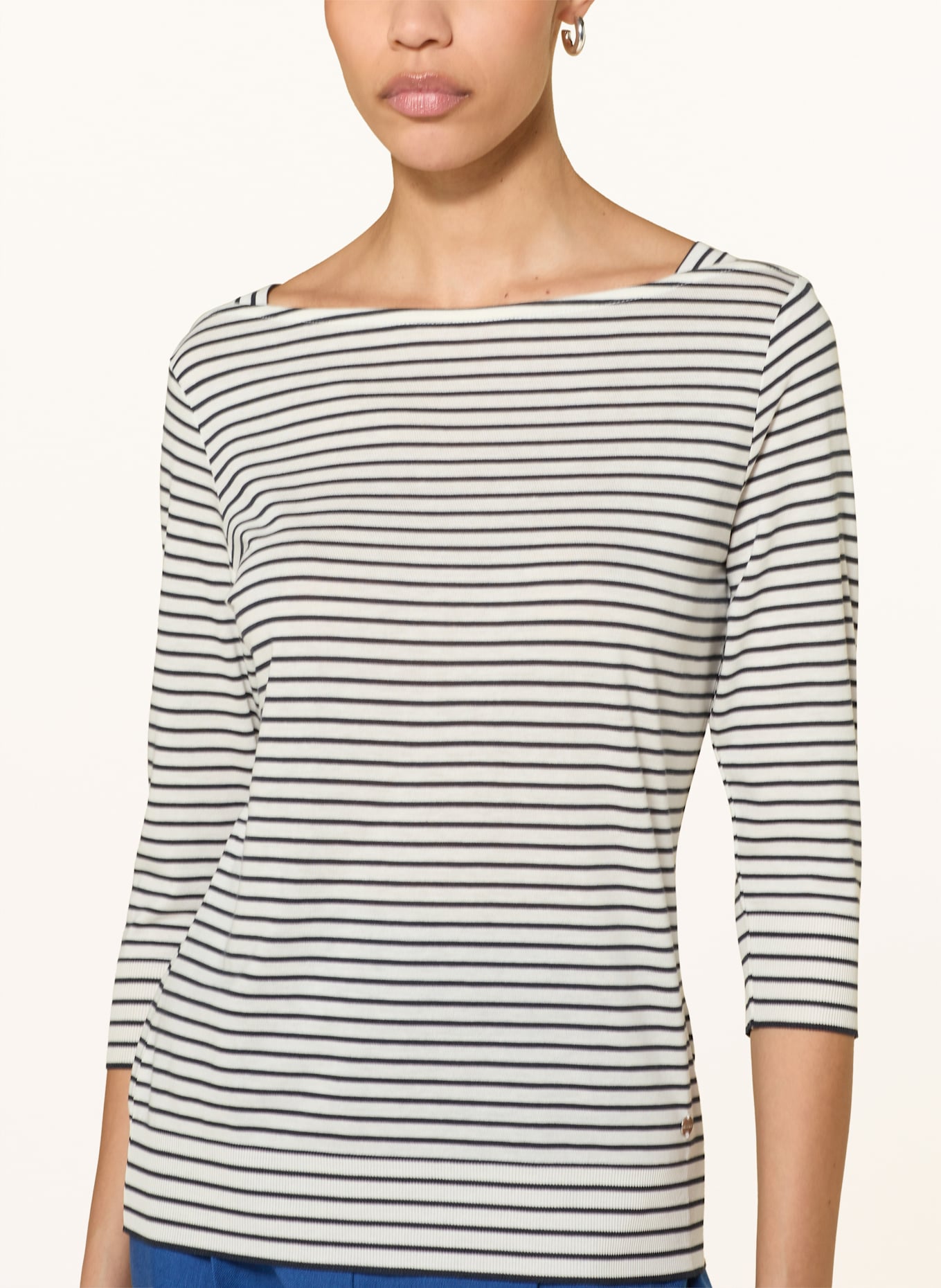 windsor. Shirt mit 3/4-Arm: WEISS / DUNKELBLAU