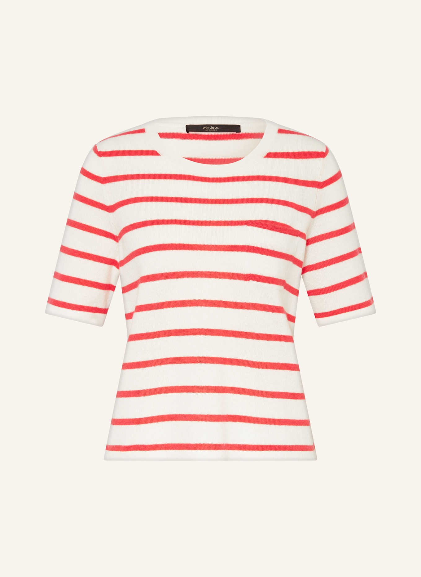 windsor. Strickshirt aus Cashmere: WEISS / ROT