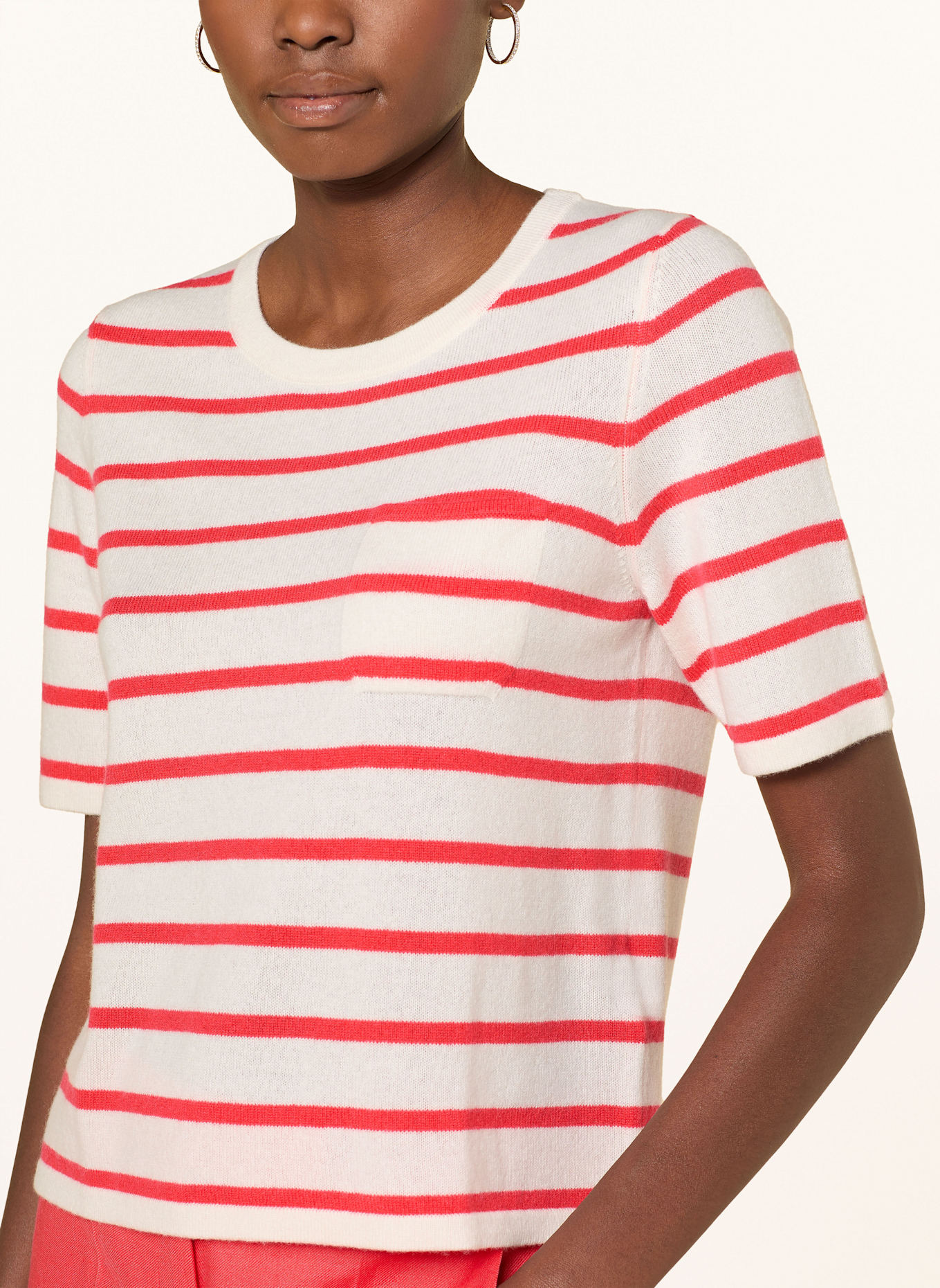 windsor. Strickshirt aus Cashmere: WEISS / ROT