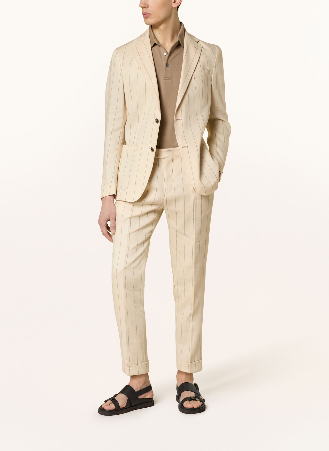 windsor. SAPO extra slim fit suit trousers with linen: 275 Light Beige 275