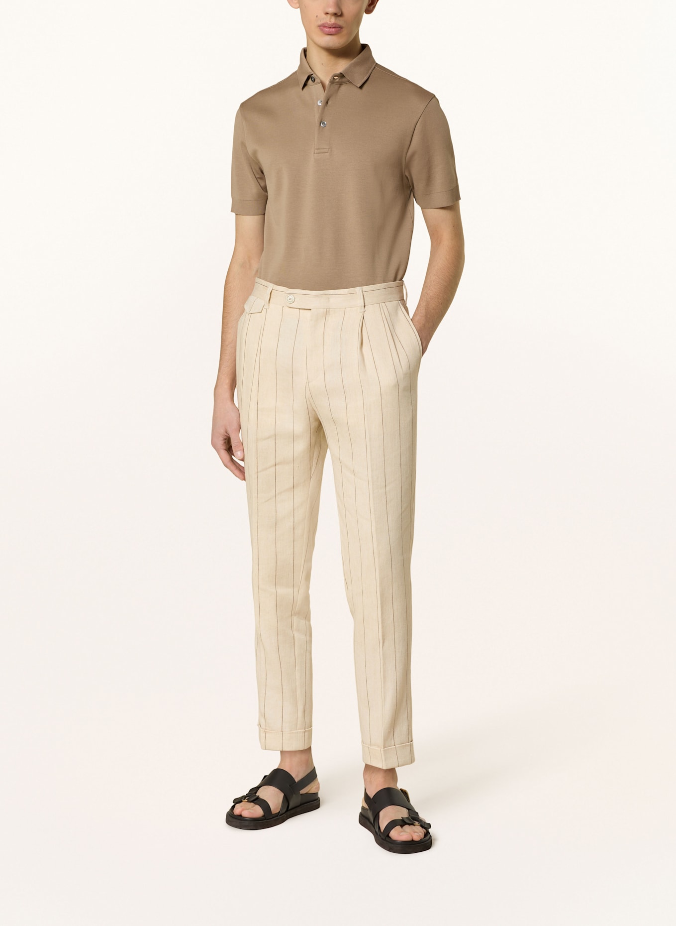 windsor. SAPO extra slim fit suit trousers with linen: 275 Light Beige 275