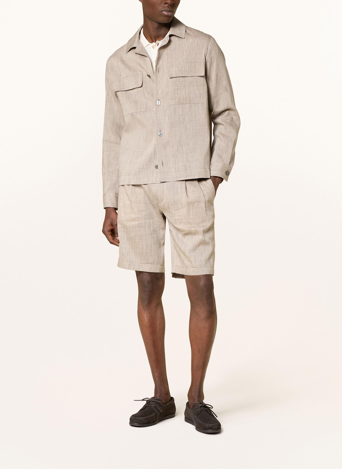 windsor. Shorts SCHIO Modern Fit with linen: 205 Dark Brown 205