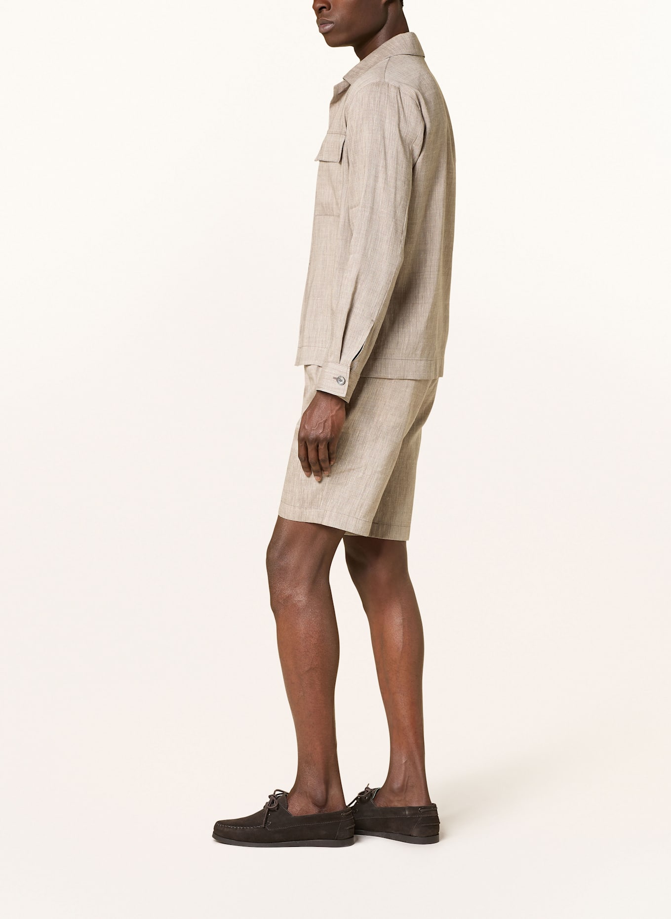 windsor. Shorts SCHIO Modern Fit with linen: 205 Dark Brown 205