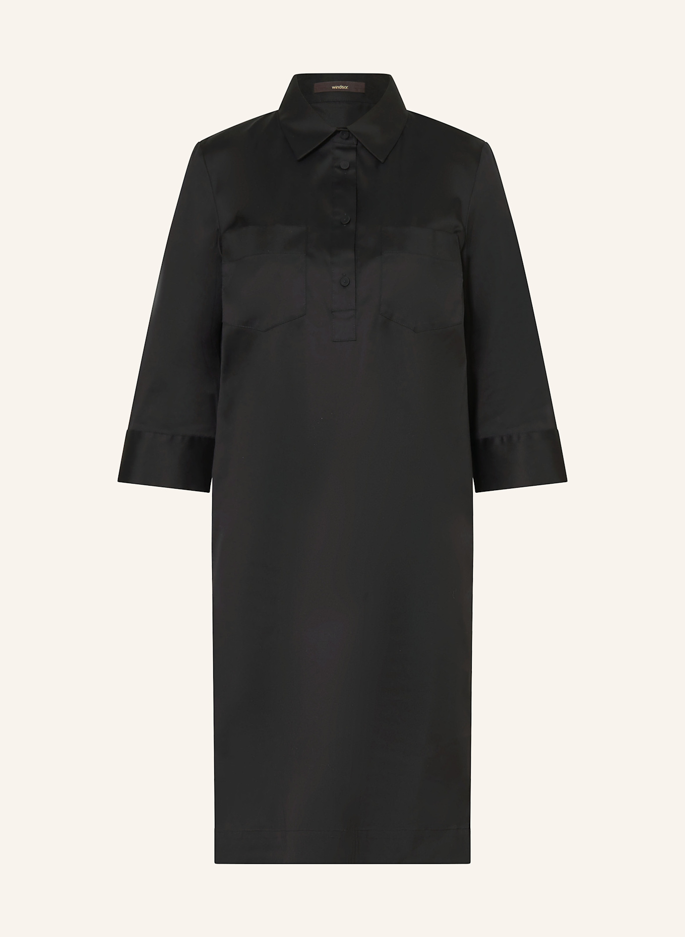 windsor. Hemdblusenkleid mit 3/4-Arm: SCHWARZ
