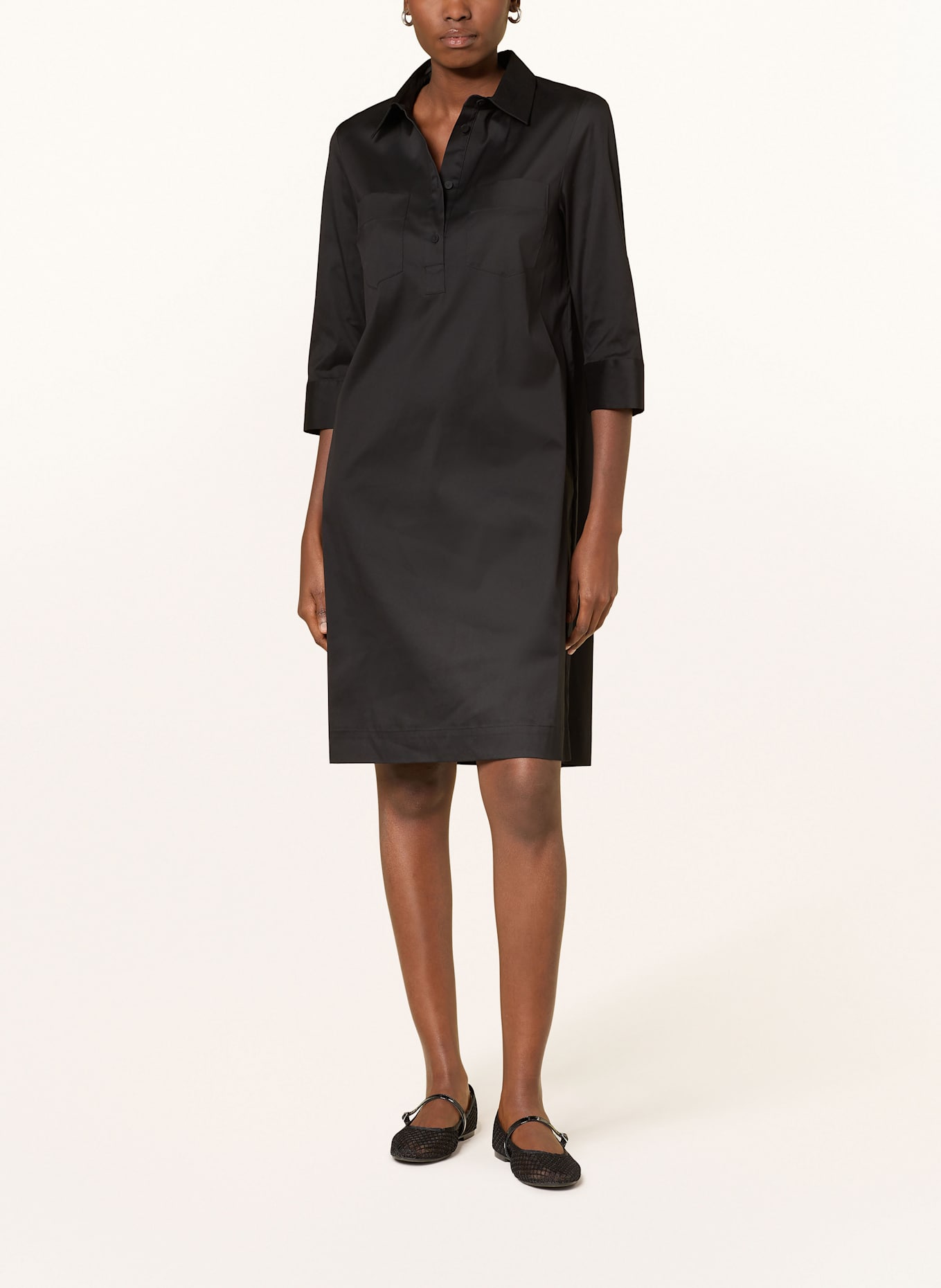 windsor. Hemdblusenkleid mit 3/4-Arm: SCHWARZ