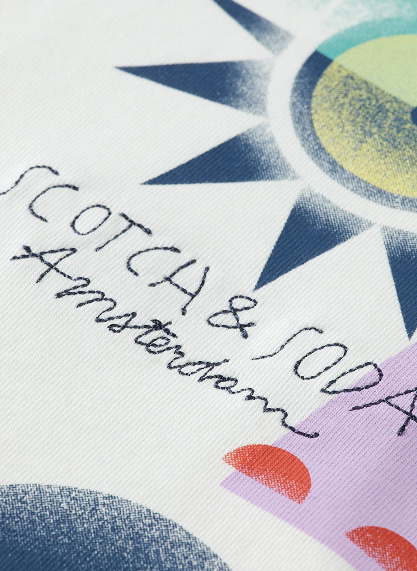 SCOTCH & SODA Tričko: BÍLÁ / TMAVĚ MODRÁ / FIALOVÁ