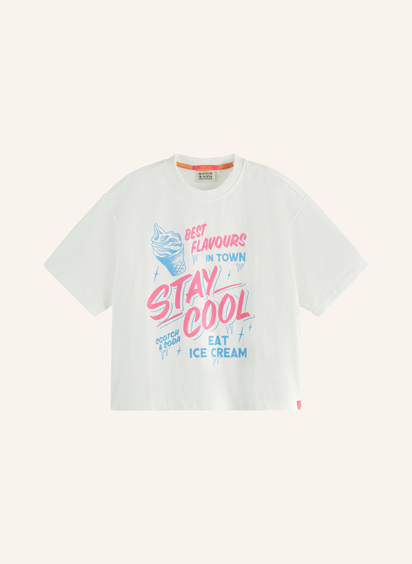 SCOTCH & SODA T-Shirt: WEISS / BLAU / PINK