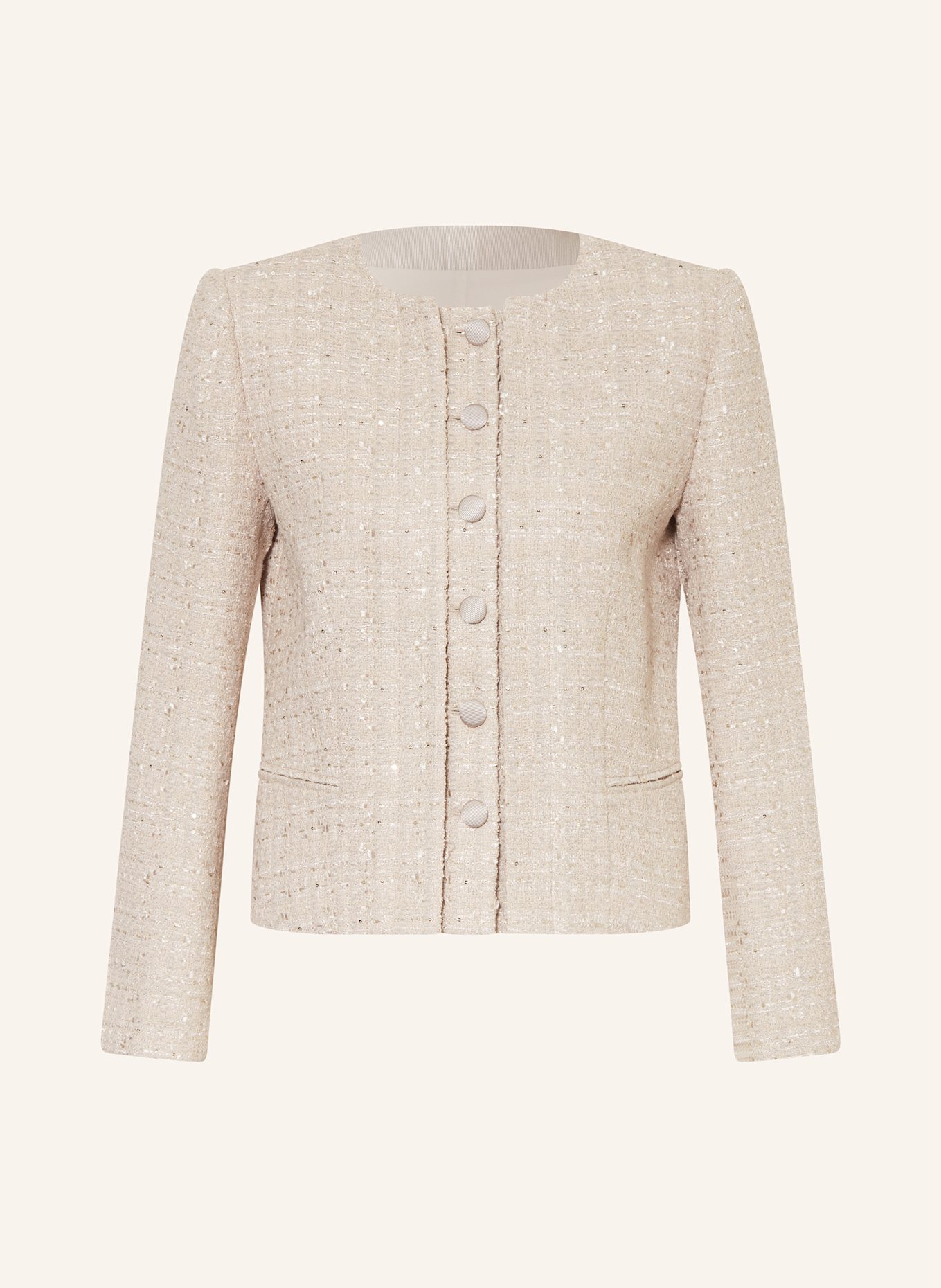 EMPORIO ARMANI Kastenjacke aus Tweed mit Pailletten: BEIGE