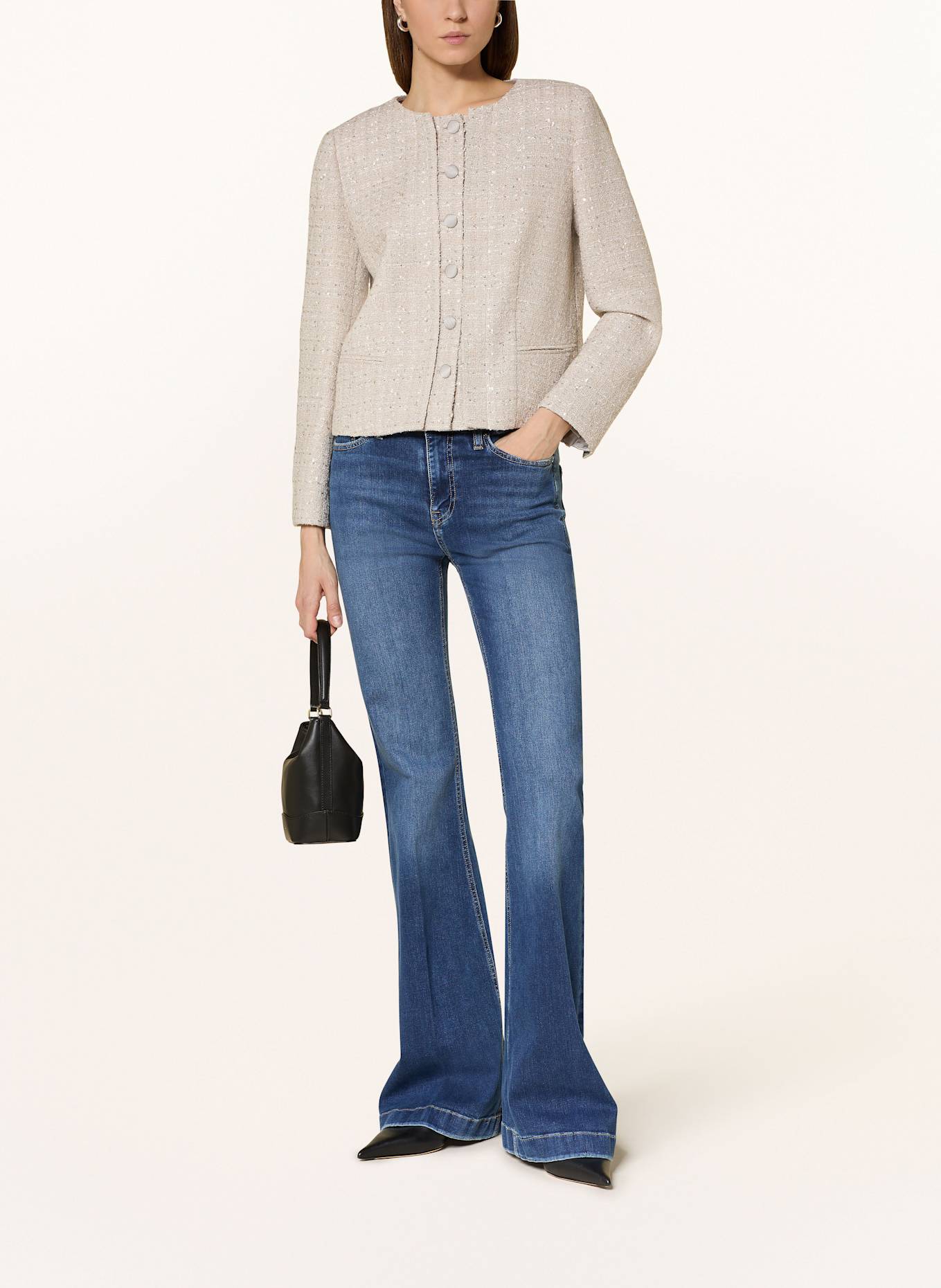 EMPORIO ARMANI Kastenjacke aus Tweed mit Pailletten: BEIGE