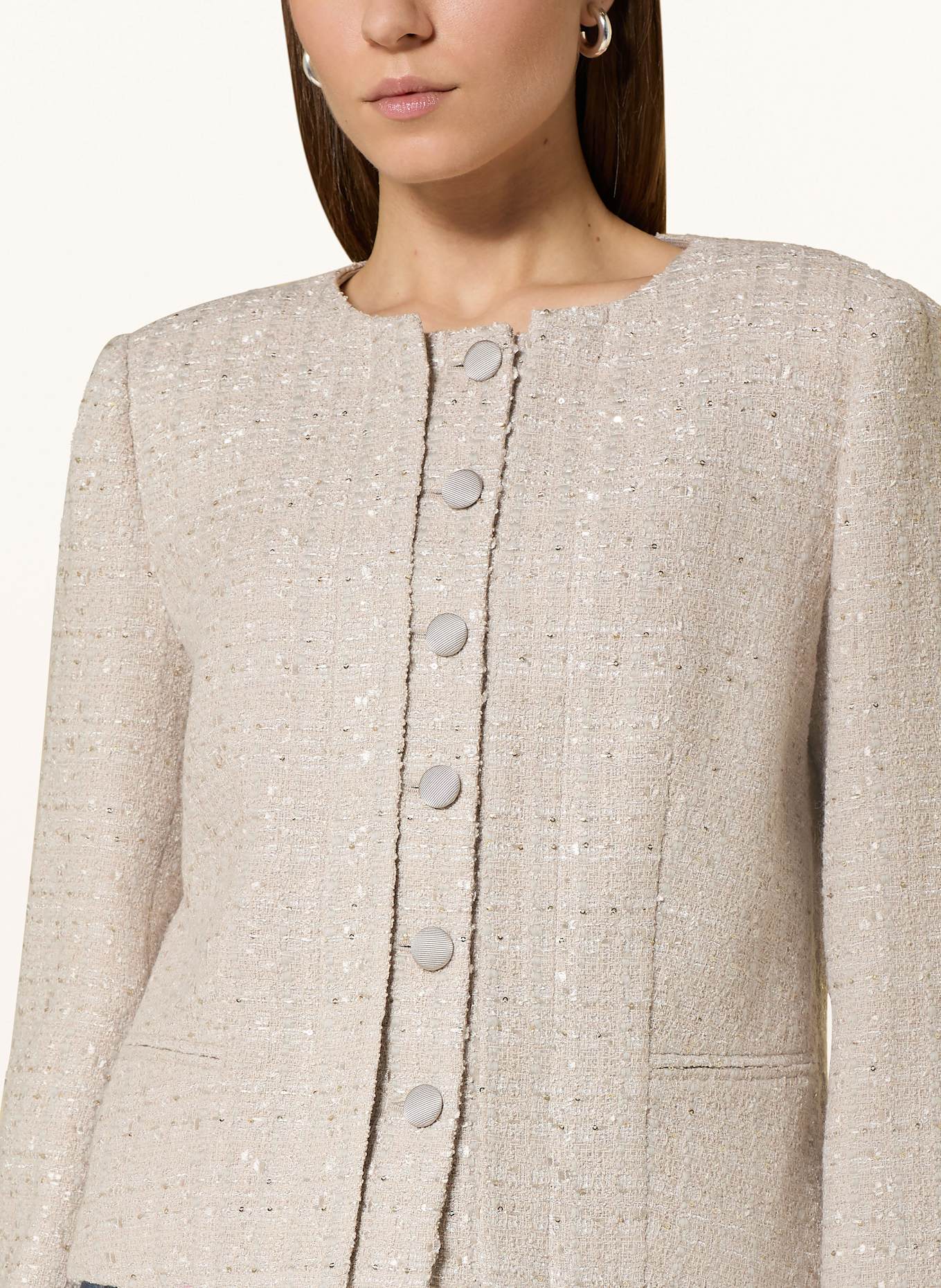 EMPORIO ARMANI Kastenjacke aus Tweed mit Pailletten: BEIGE