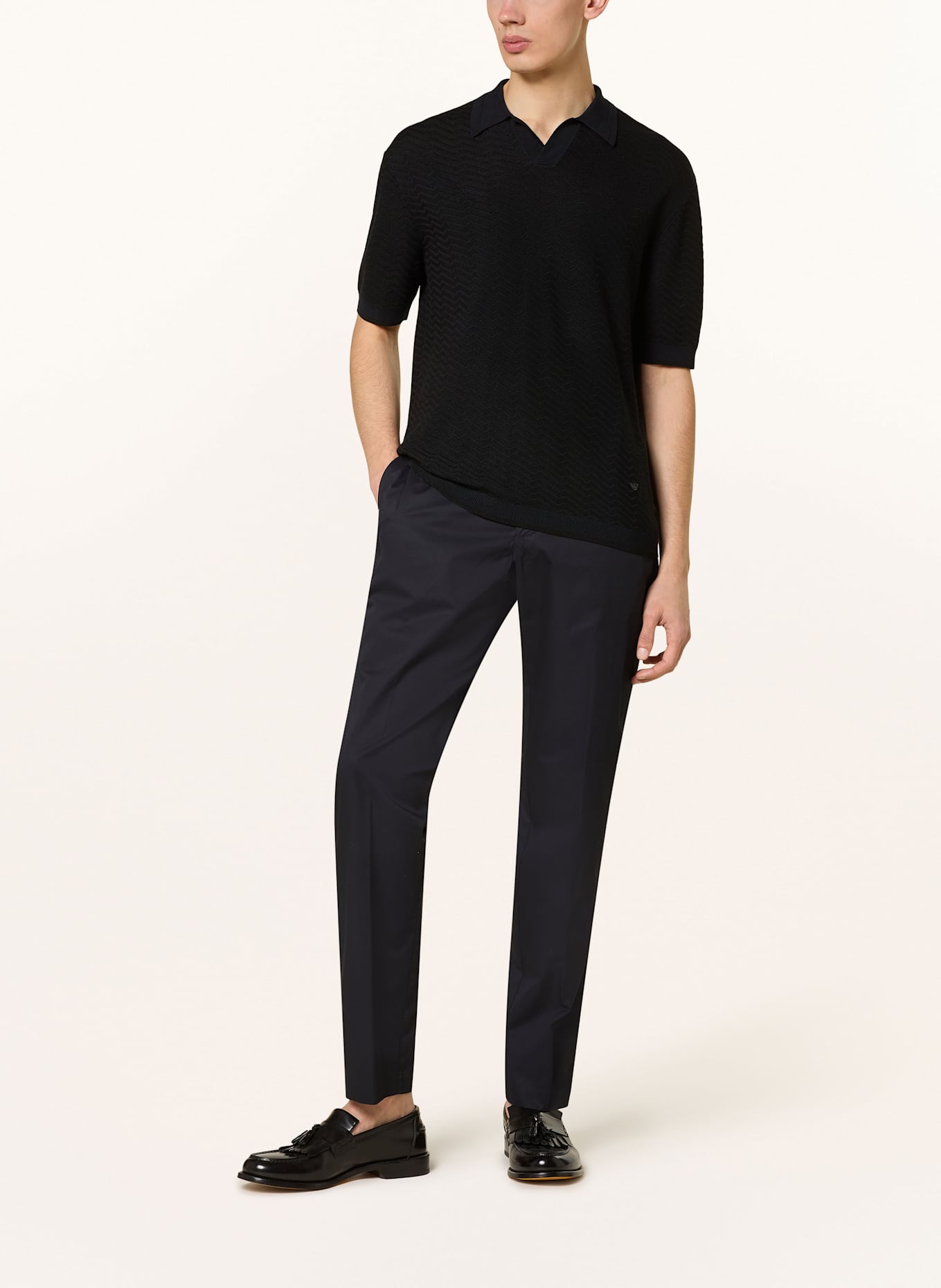EMPORIO ARMANI Strick-Poloshirt: DUNKELBLAU