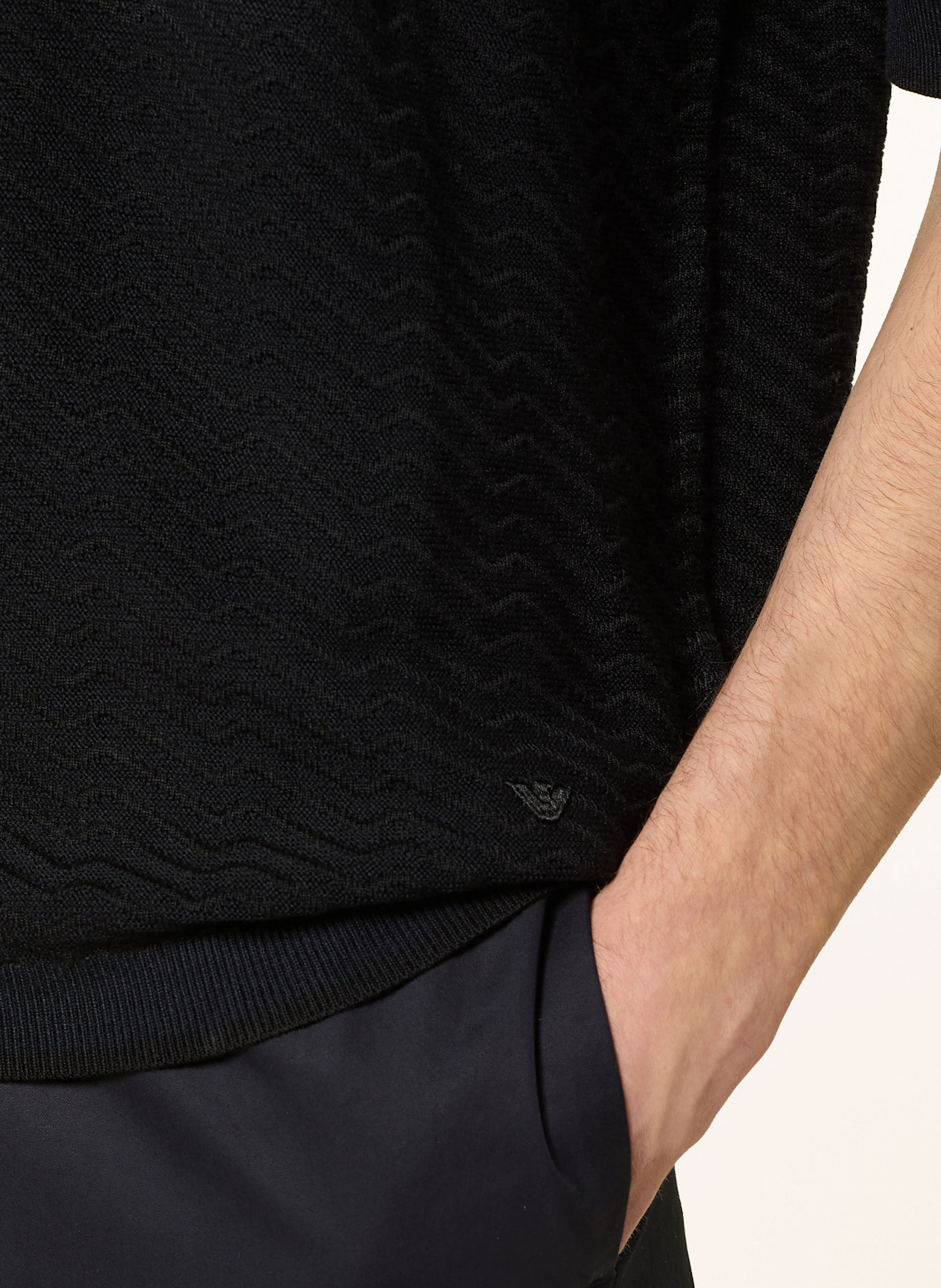 EMPORIO ARMANI Strick-Poloshirt: DUNKELBLAU