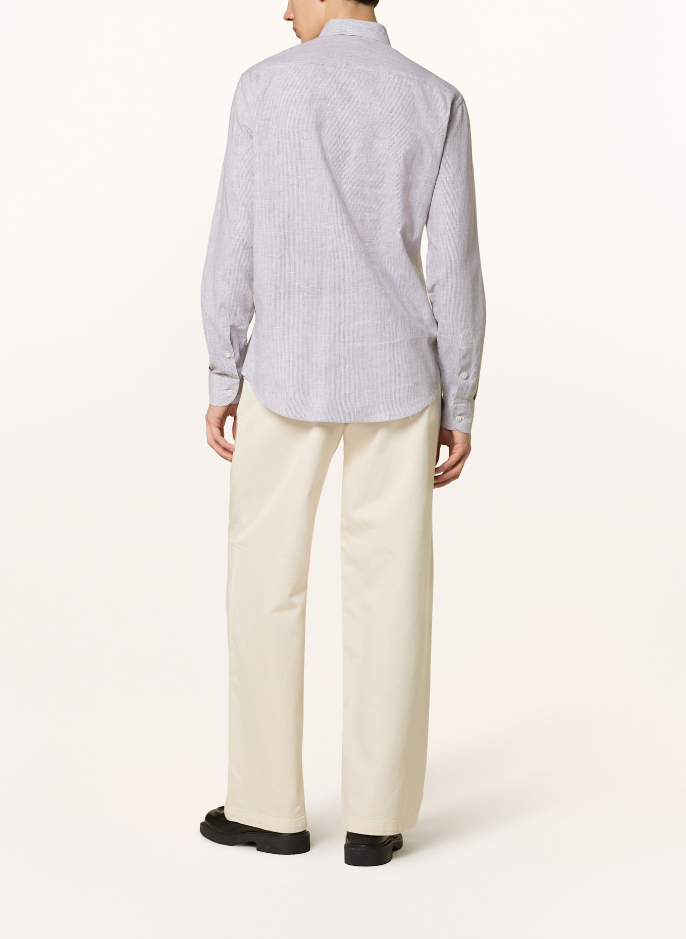EMPORIO ARMANI Hemd Slim Fit mit Leinen: BRAUN/ WEISS