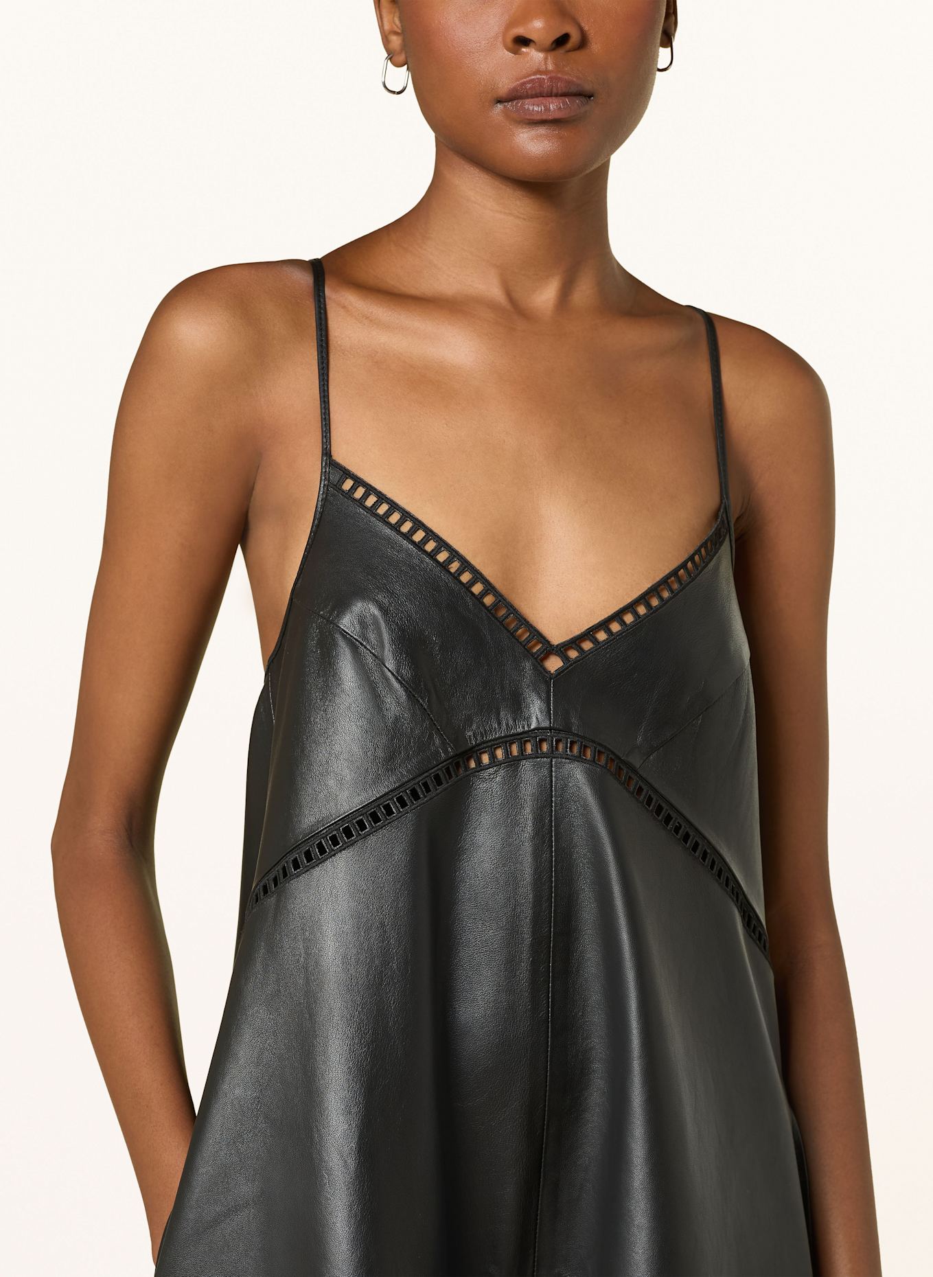 DRYKORN Lederkleid AVISSA mit Cut-outs: SCHWARZ