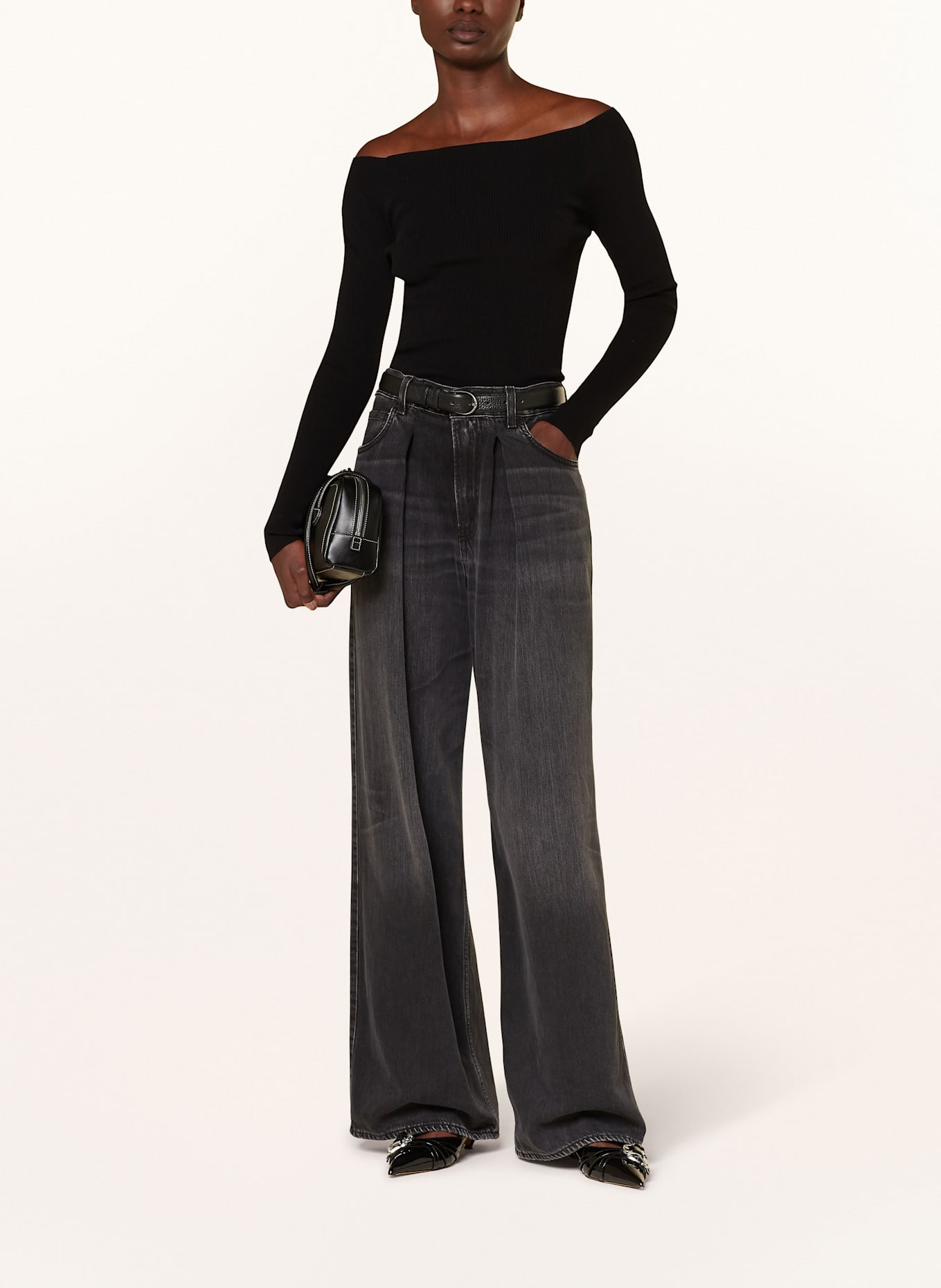 DRYKORN Off-Shoulder-Longsleeve AMAYLA: SCHWARZ