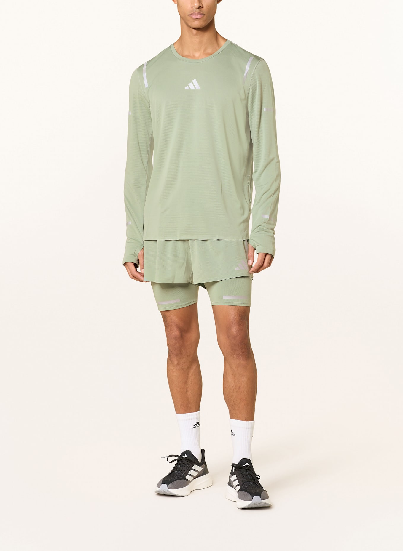 adidas Laufshirt ULTIMATE RUNNING REFLECTIVE LONGSLEEVE: HELLGRÜN