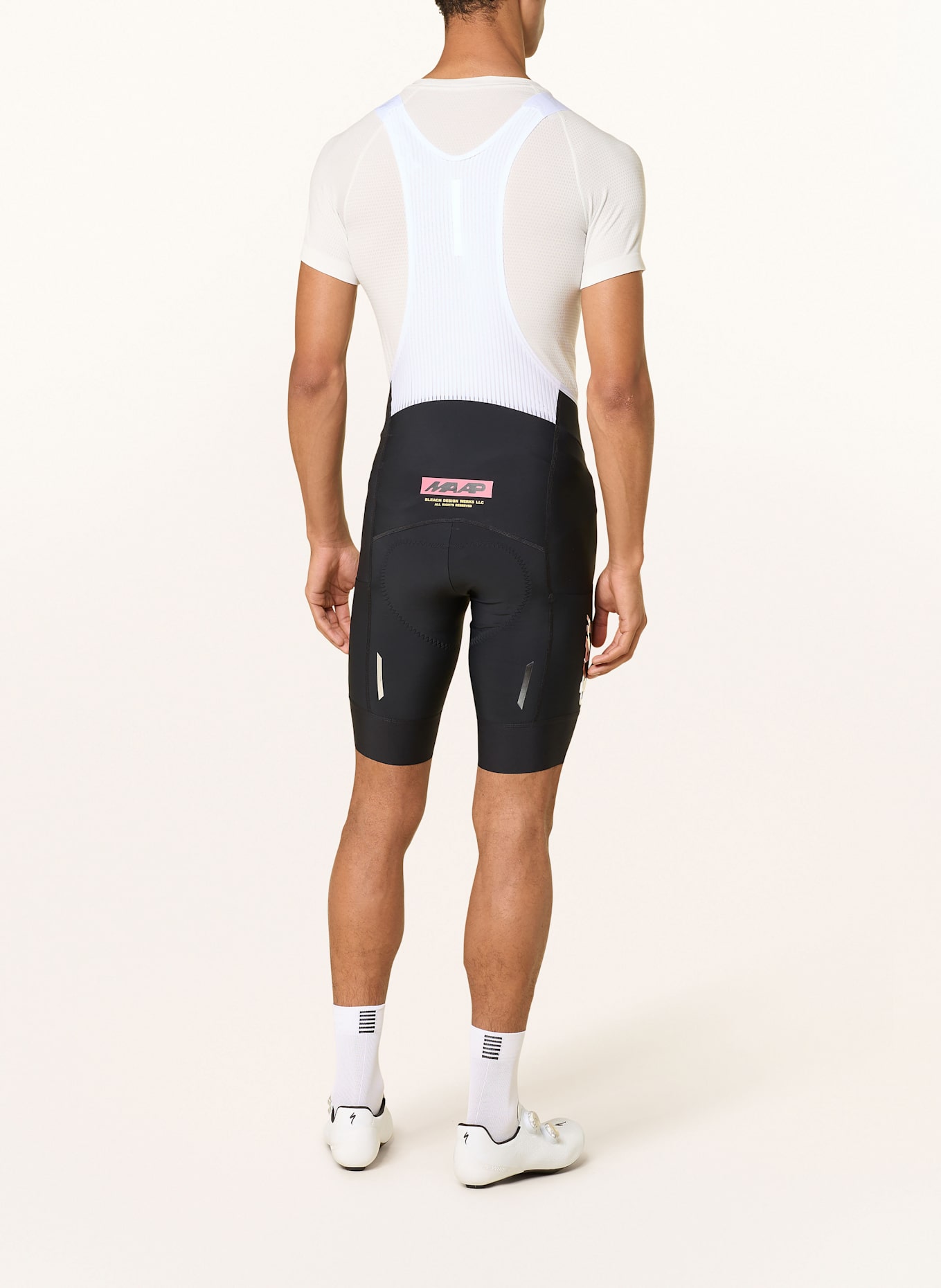 MAAP Radhose MAAP × BLEACH TEAM BIB EVO CARGO mit Trägern und gepolstertem Einsatz: SCHWARZ / WEISS