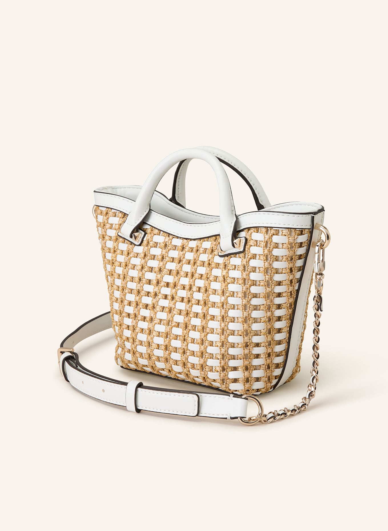 GUESS Umhängetasche ATALIA MINI: BEIGE/ WEISS