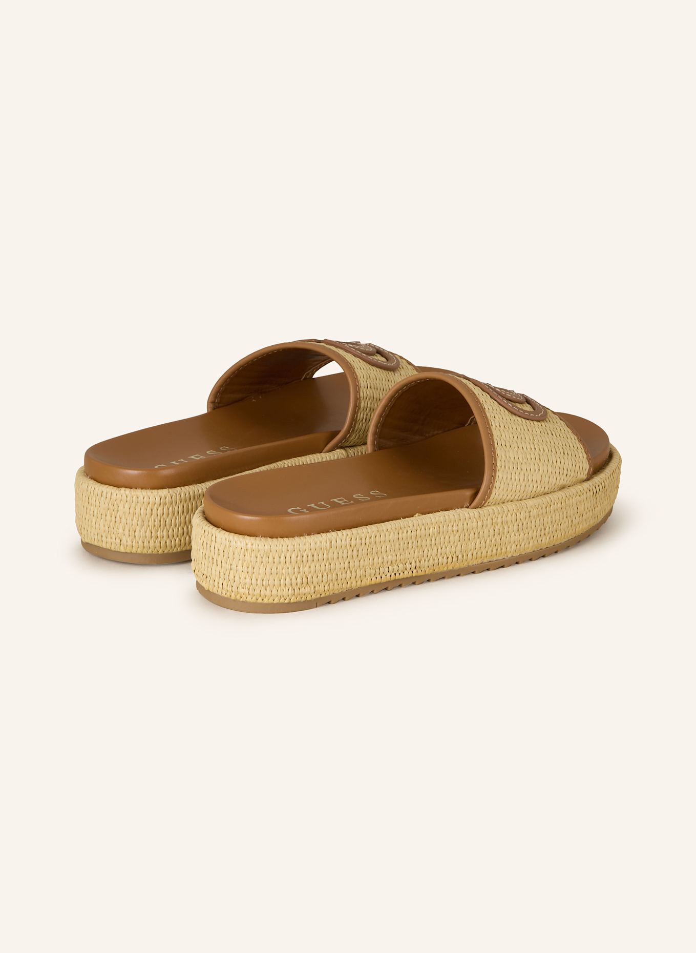 GUESS Plateau-Pantoletten LONNEY: CREME/ COGNAC