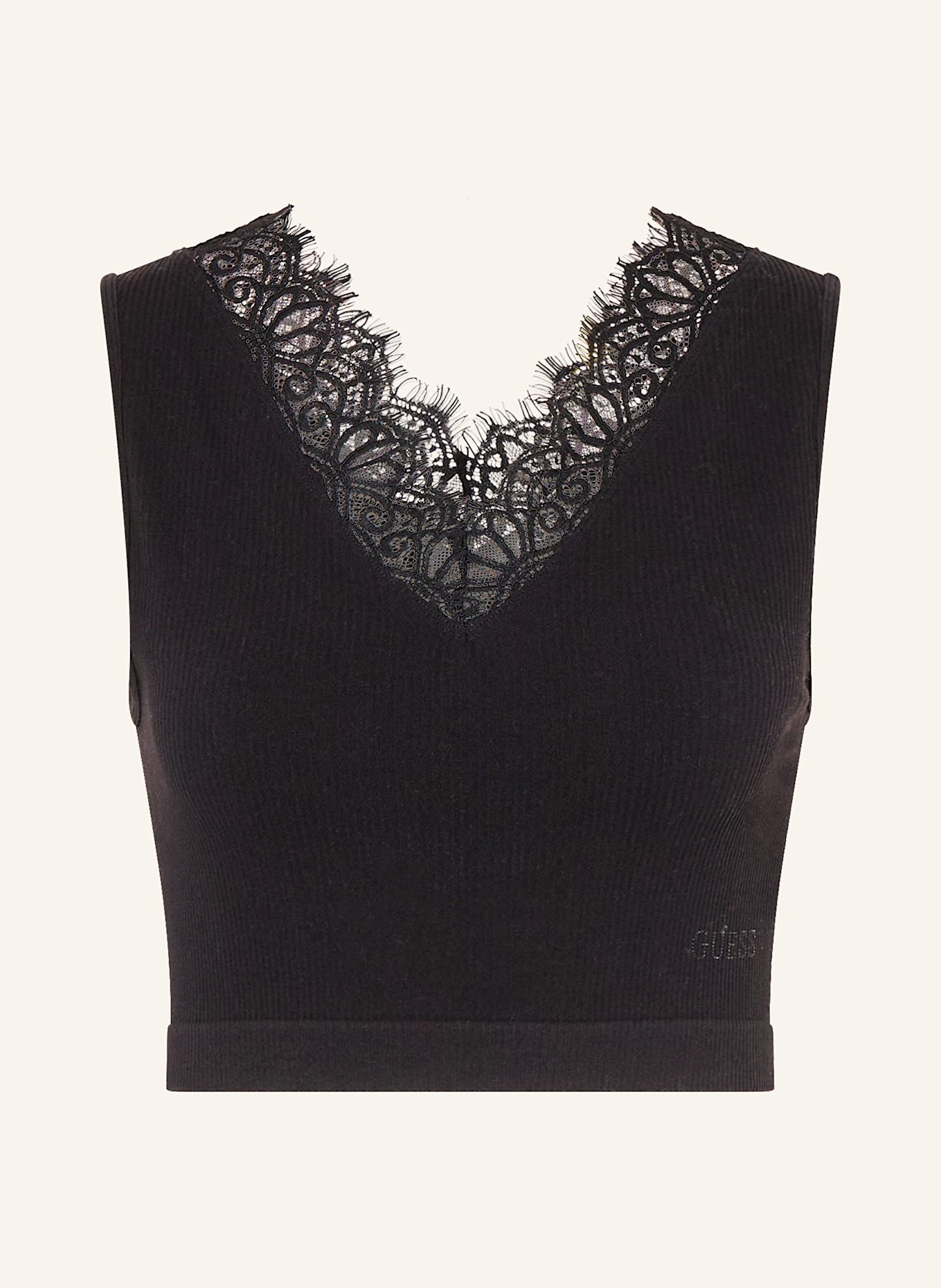 GUESS RAQUEL cropped top with lace: BLACK