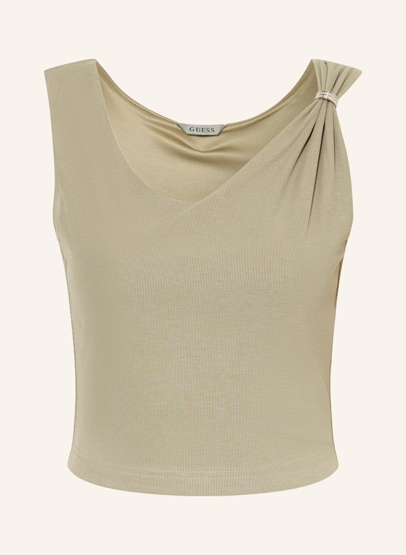 GUESS AIMEE cropped top with gemstones: LIGHT GREEN
