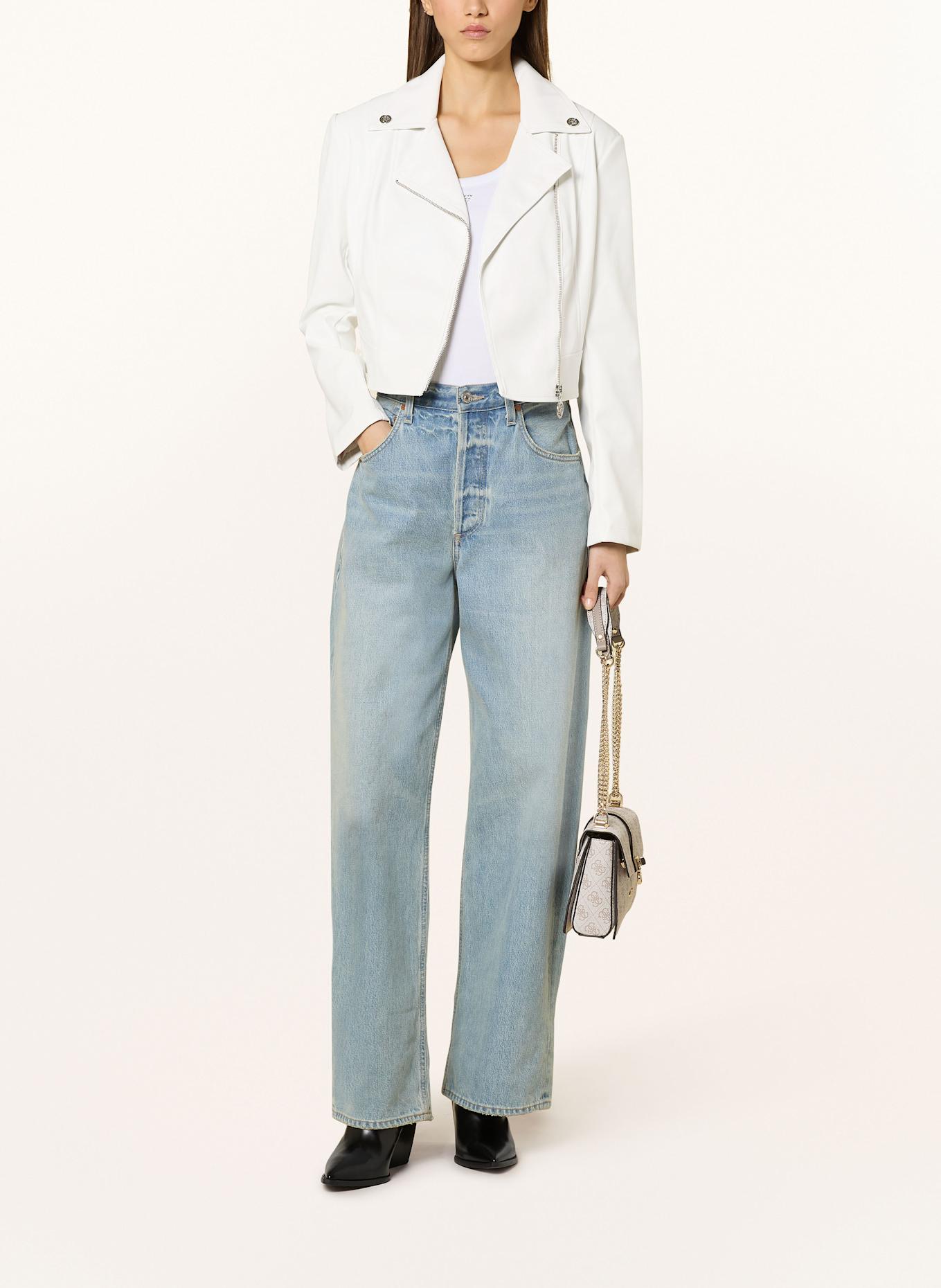 GUESS Biker-Jacke CLEMENCE in Lederoptik: WEISS