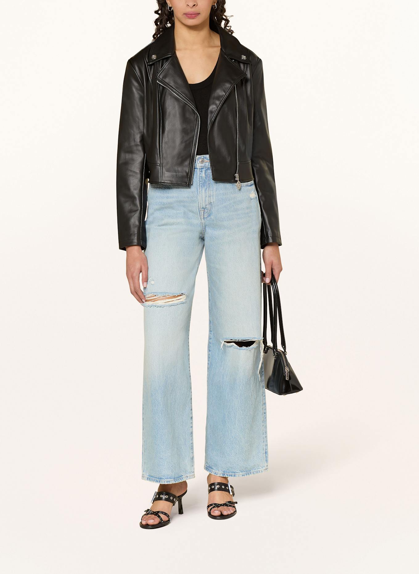 GUESS Biker-Jacke CLEMENCE in Lederoptik: SCHWARZ