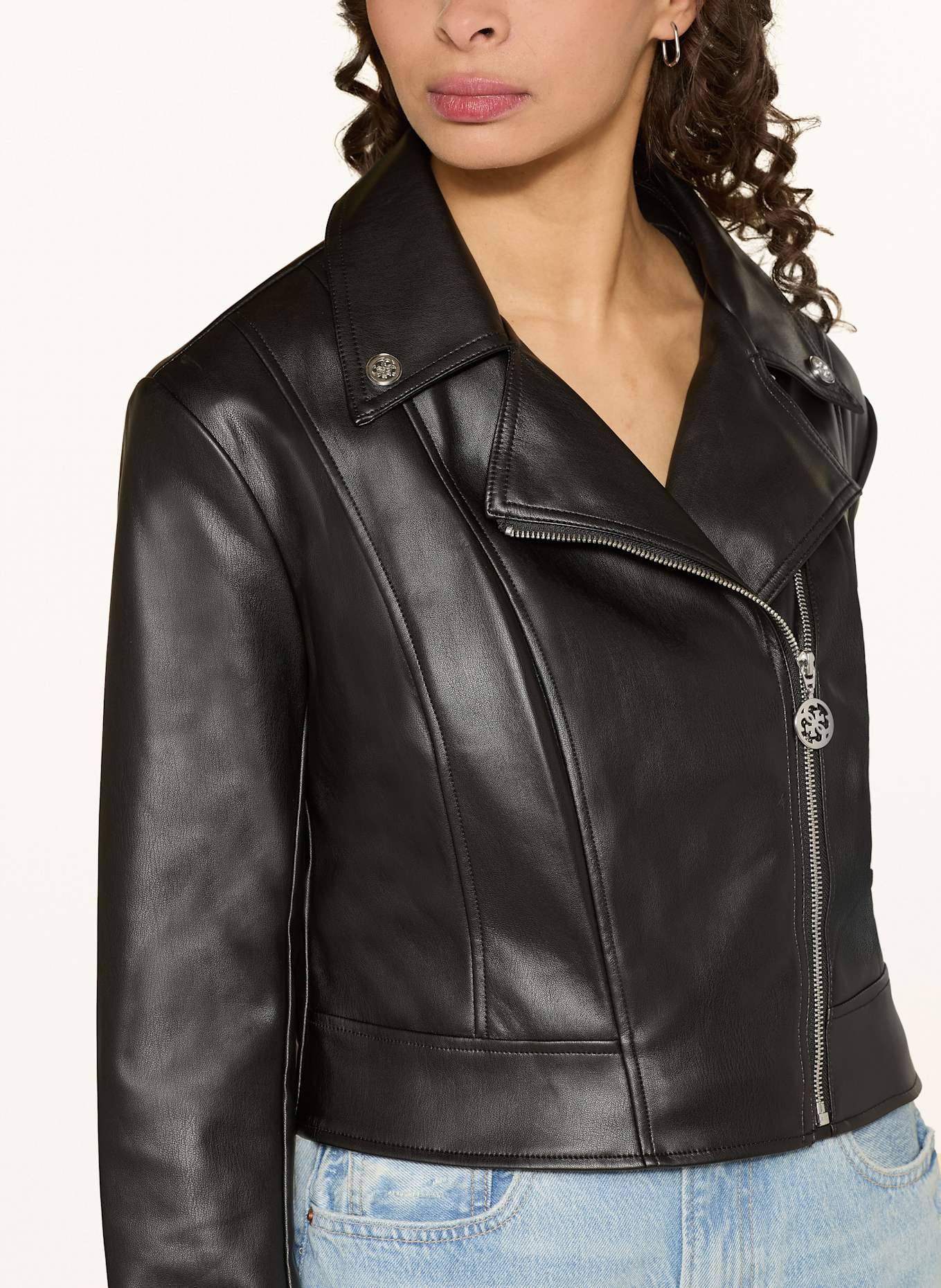 GUESS Biker-Jacke CLEMENCE in Lederoptik: SCHWARZ