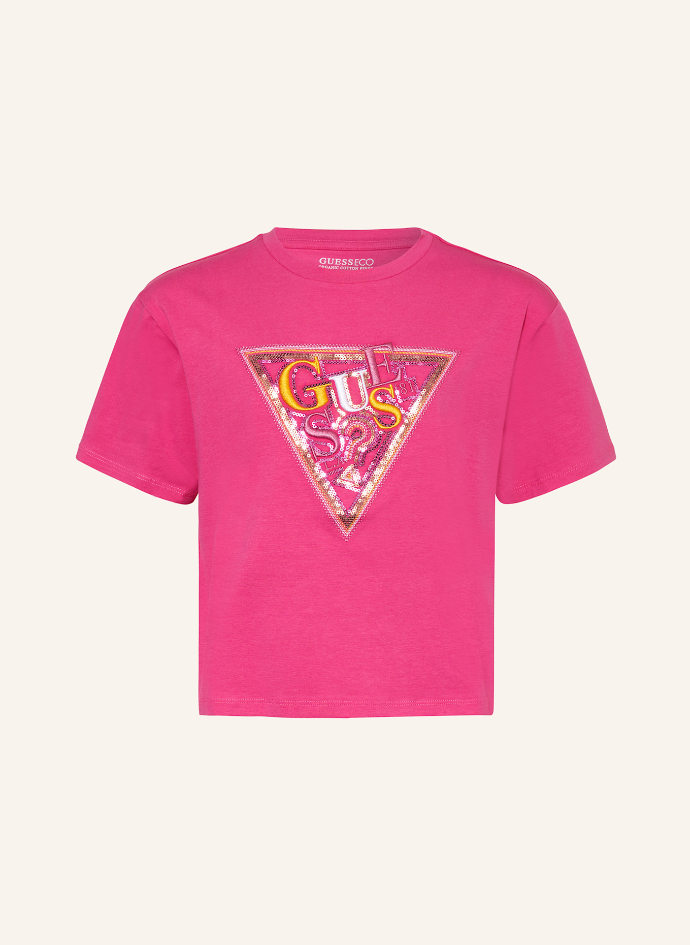 GUESS T-Shirt mit Pailletten: PINK