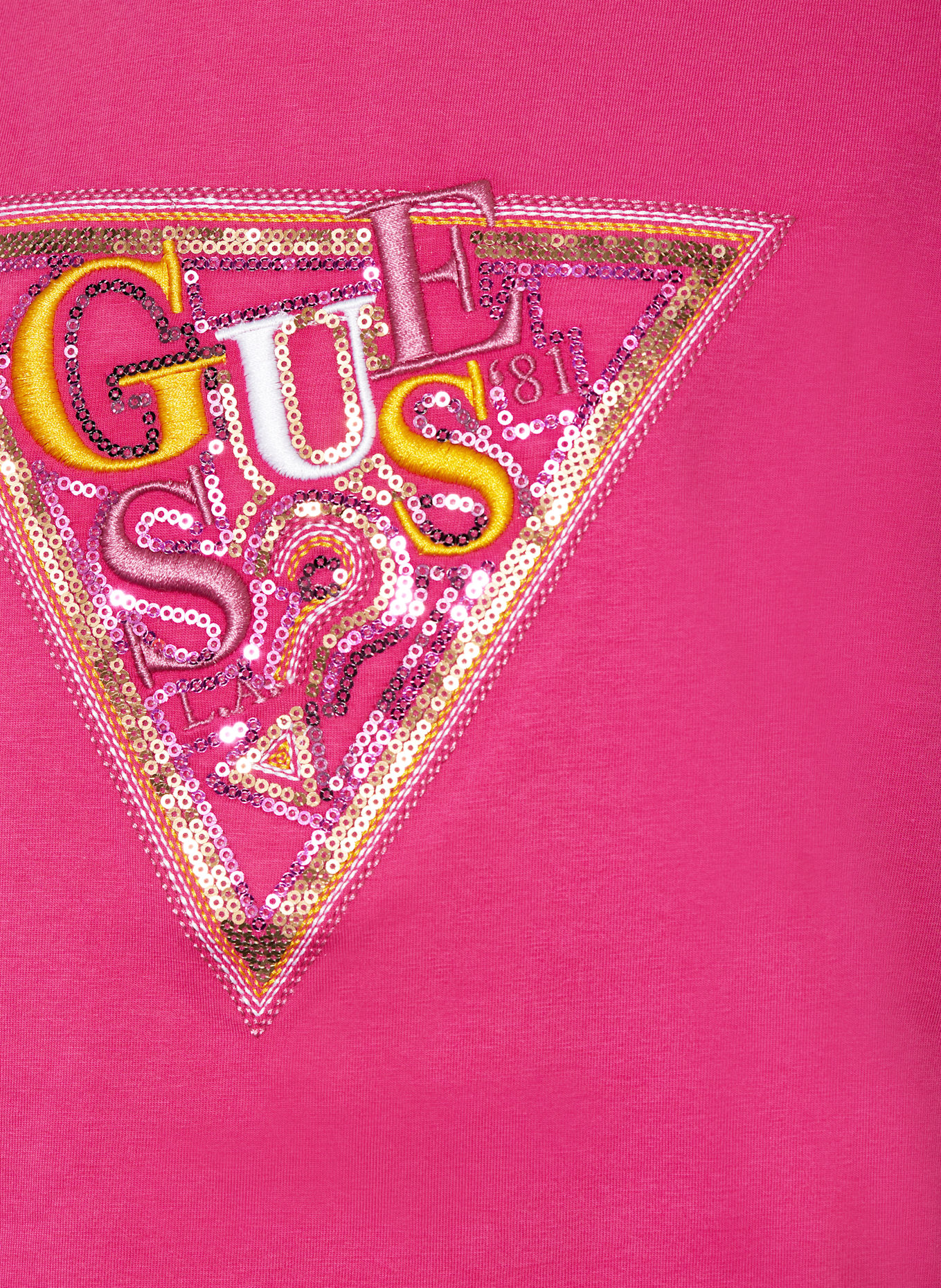 GUESS T-Shirt mit Pailletten: PINK