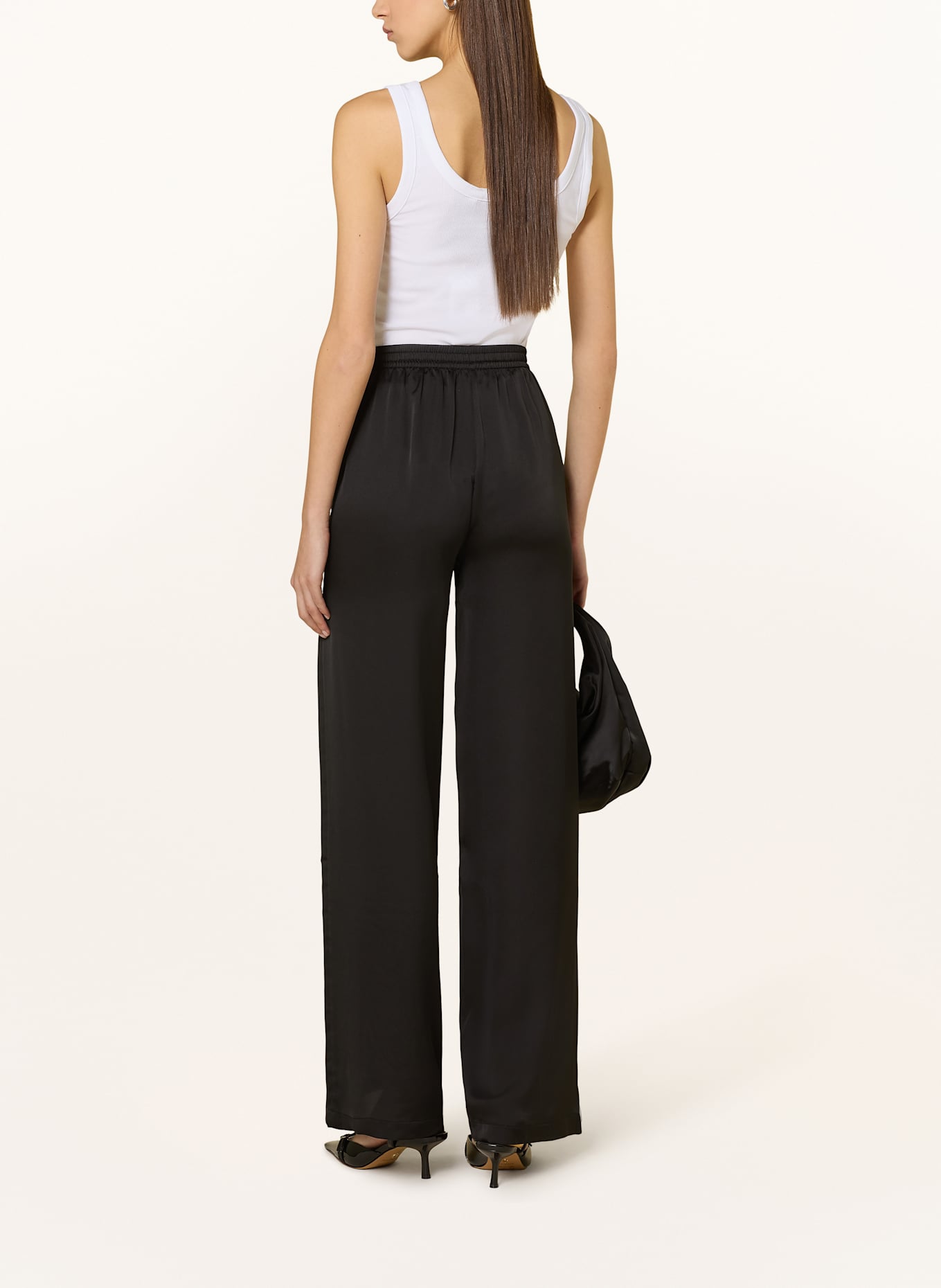 GUESS INES satin trousers: BLACK