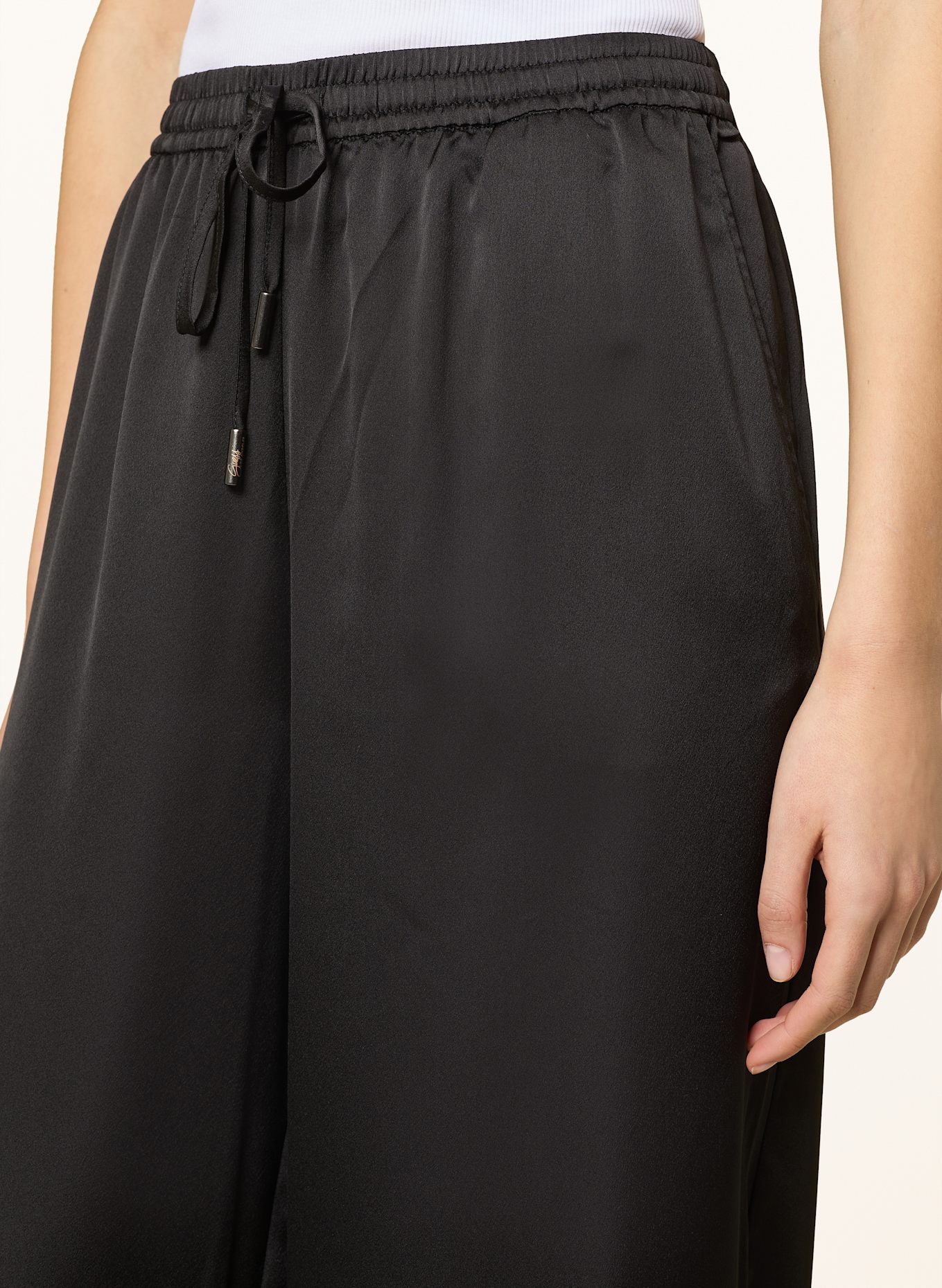 GUESS INES satin trousers: BLACK