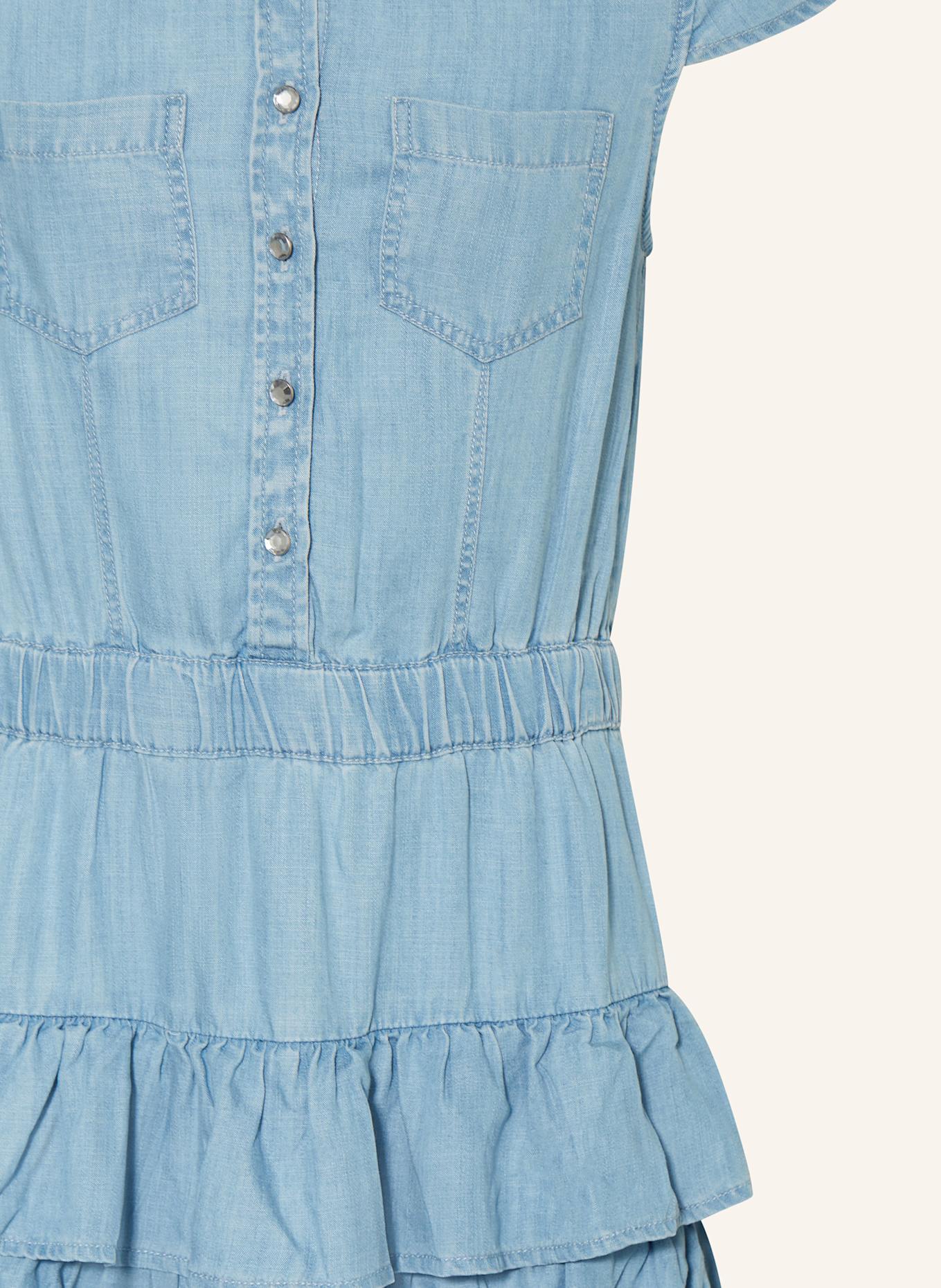 GUESS Hemdblusenkleid in Jeansoptik mit Rüschen: HELLBLAU