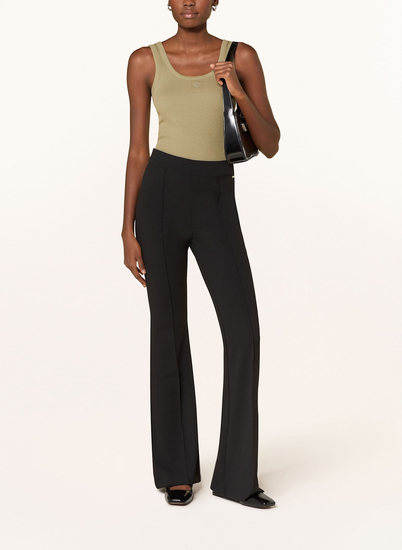 GUESS Cropped top with decorative gems: KHAKI