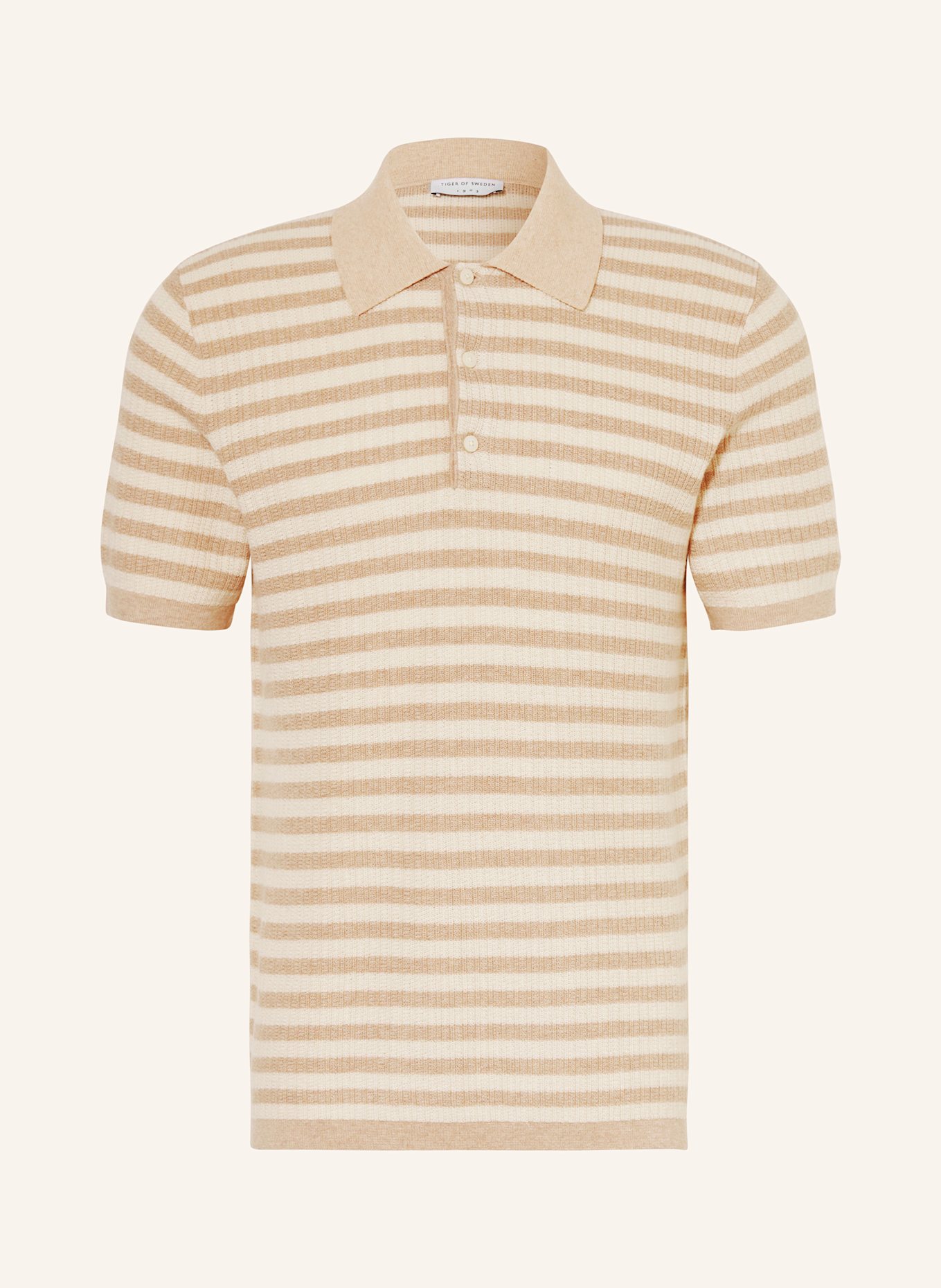 TIGER OF SWEDEN Strick-Poloshirt ERROS Regular Fit mit Merinowolle, Farbe: BEIGE/ CREME (Bild 1)