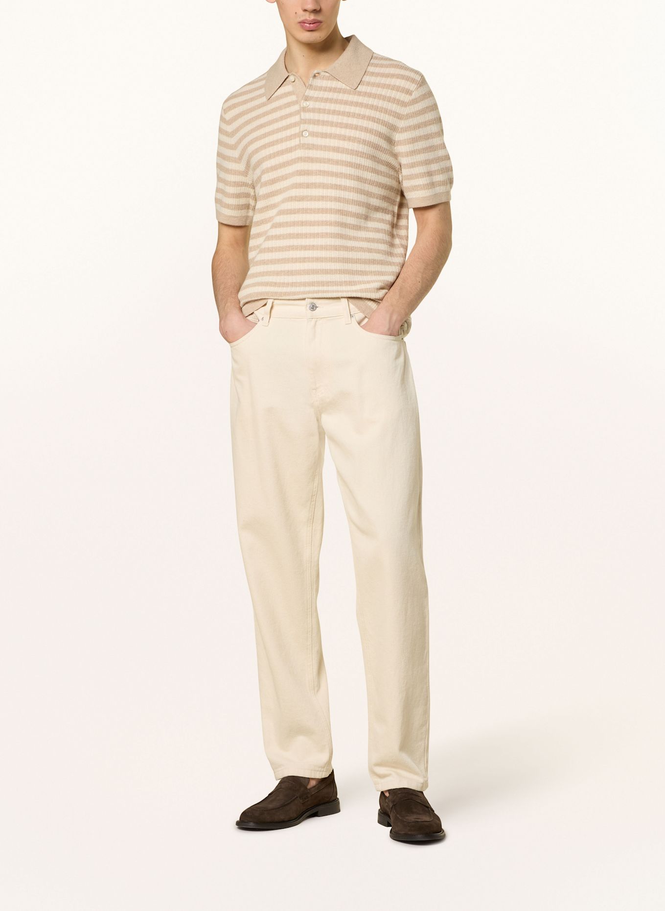 TIGER OF SWEDEN Strick-Poloshirt ERROS Regular Fit mit Merinowolle, Farbe: BEIGE/ CREME (Bild 2)