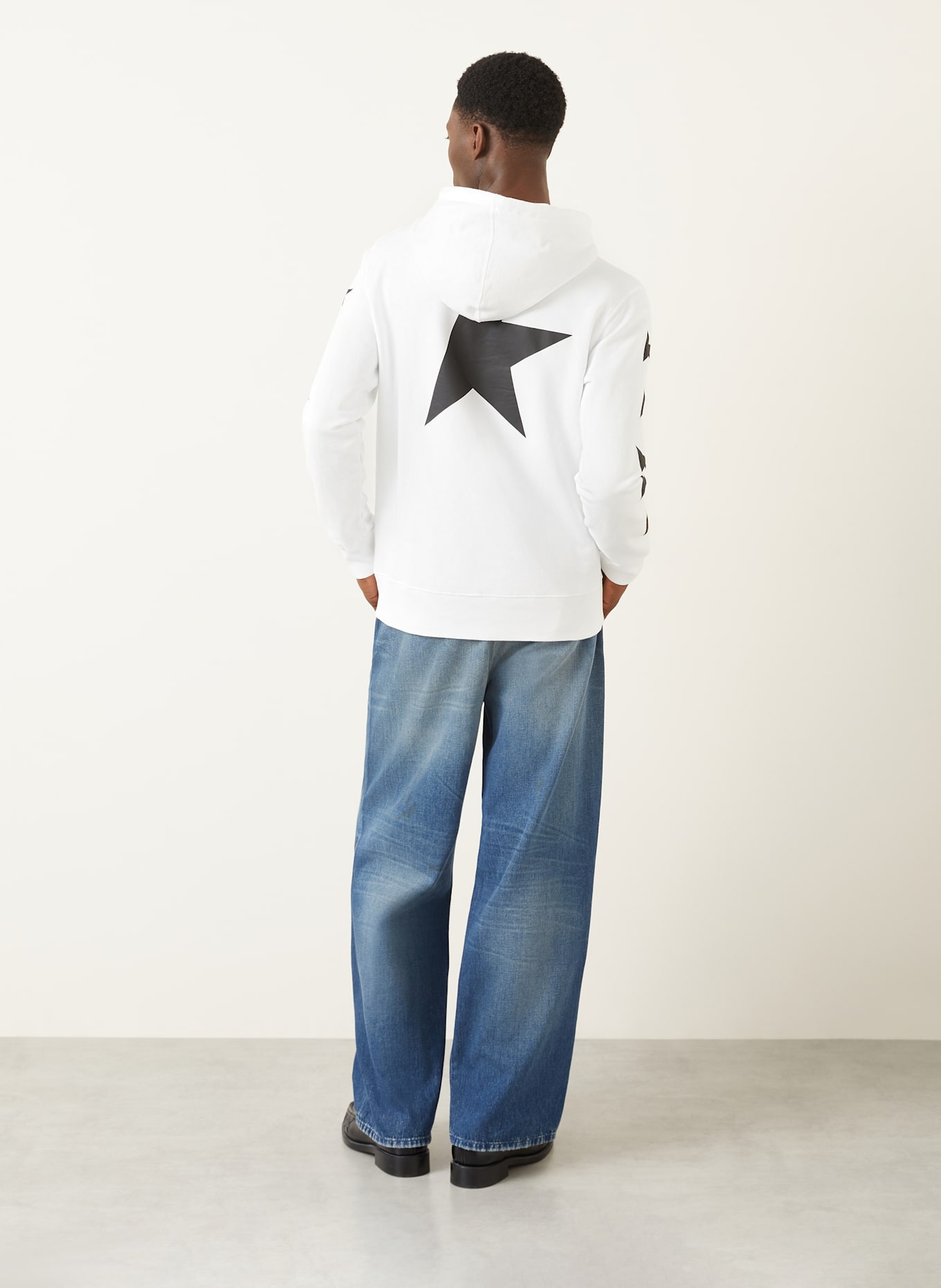 GOLDEN GOOSE Hoodie: WEISS/ SCHWARZ