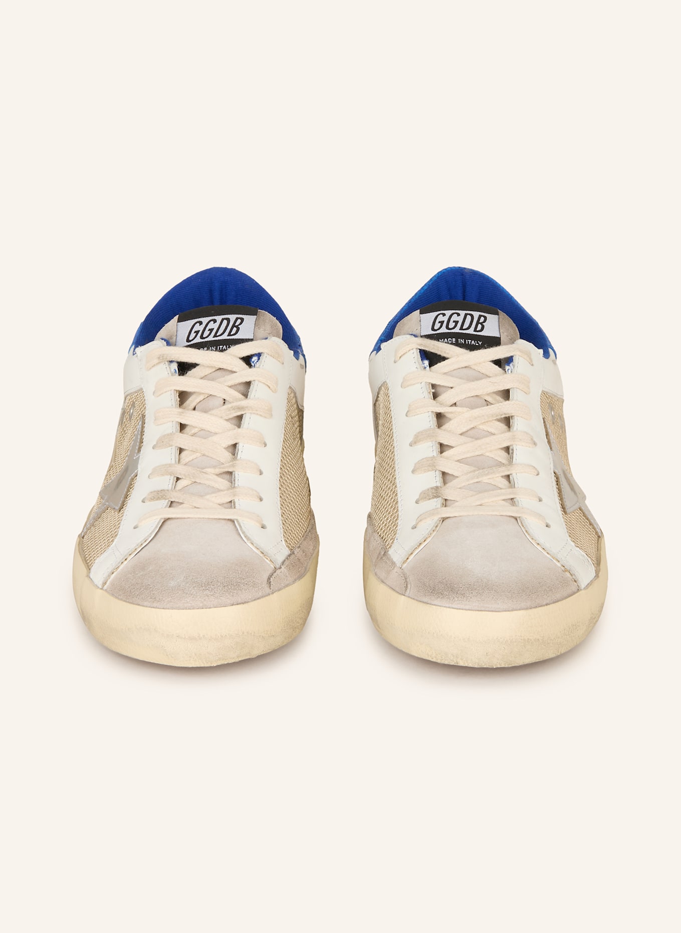 GOLDEN GOOSE Sneaker SUPER-STAR: WEISS/ BLAU/ BEIGE