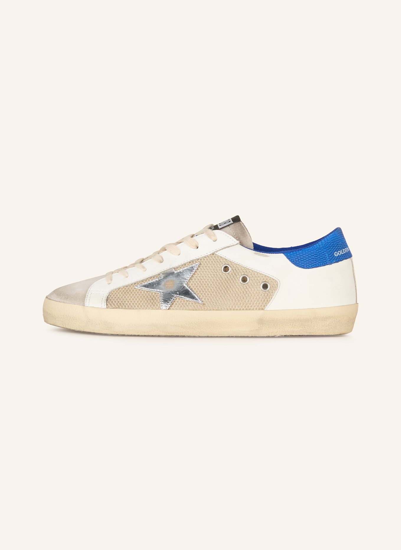 GOLDEN GOOSE Sneaker SUPER-STAR: WEISS/ BLAU/ BEIGE