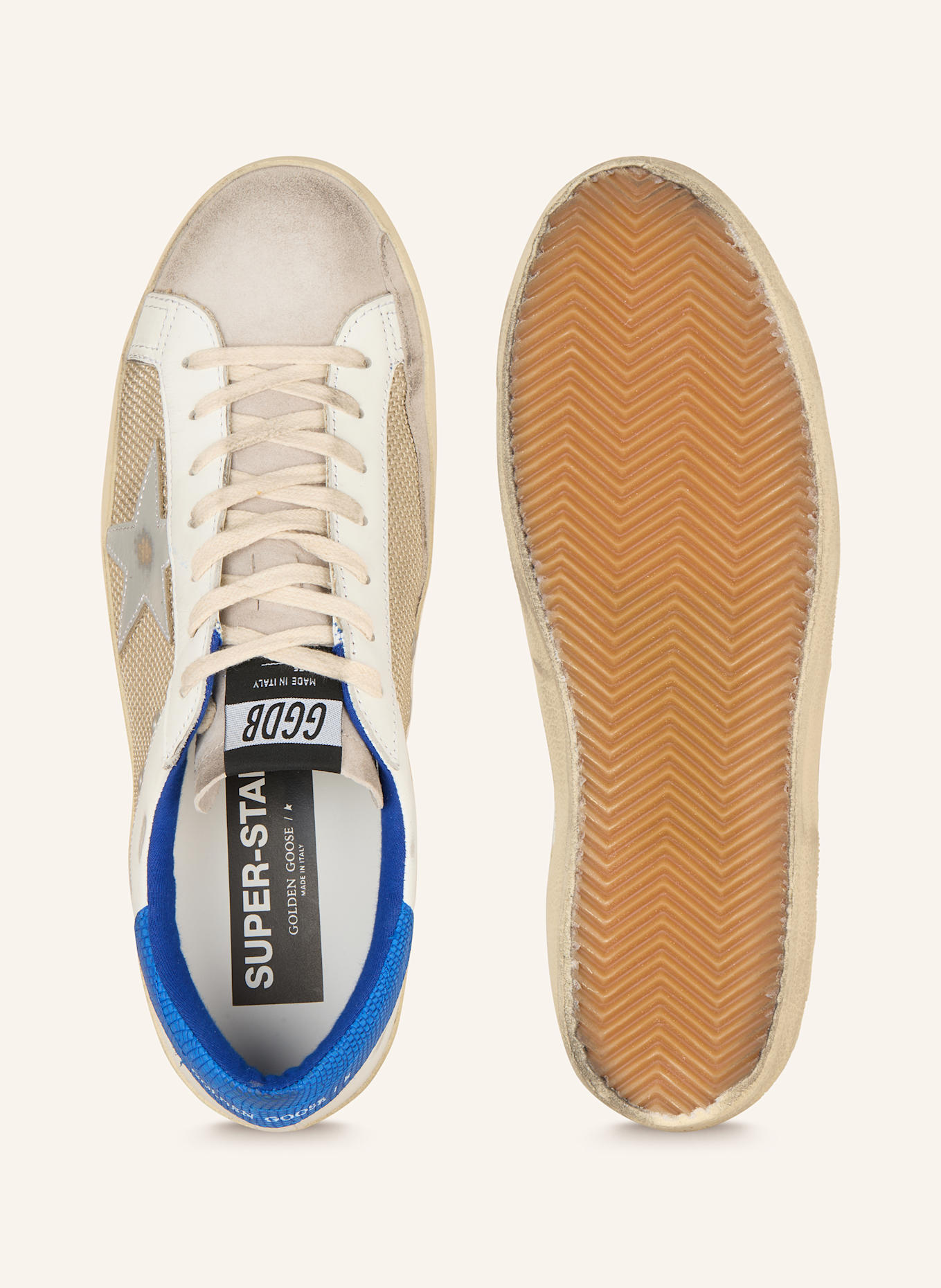 GOLDEN GOOSE Sneaker SUPER-STAR: WEISS/ BLAU/ BEIGE