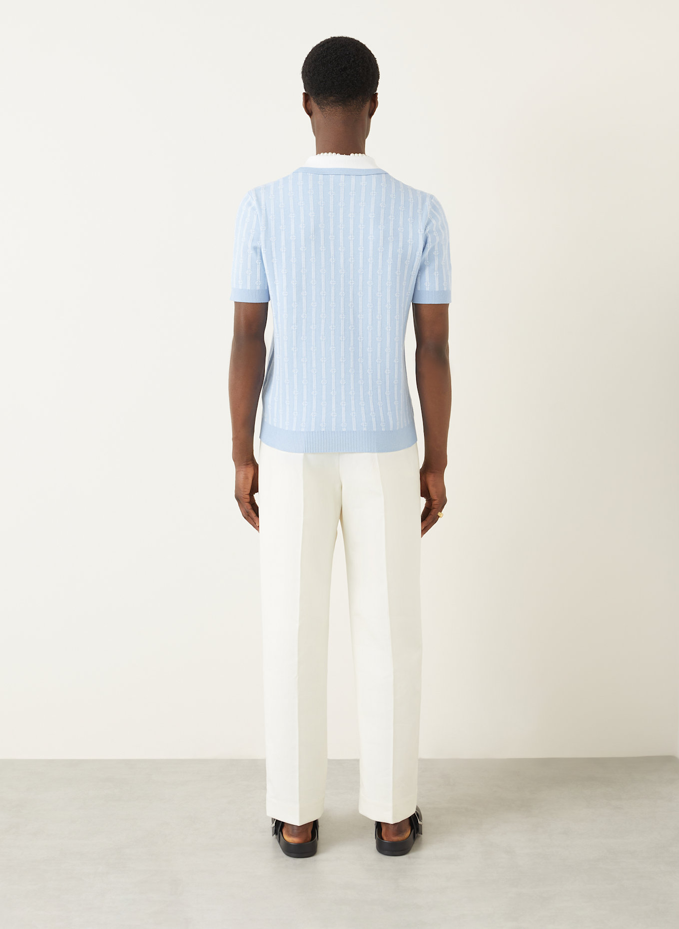 Casablanca Knitted polo shirt: LIGHT BLUE/ WHITE