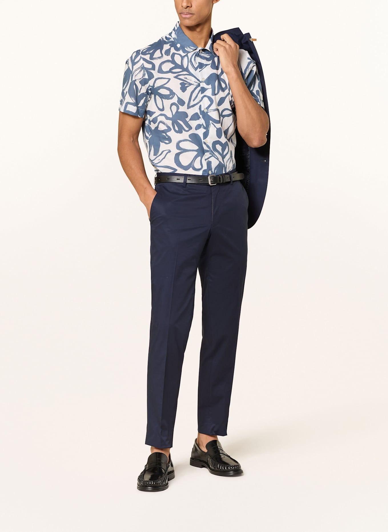 BALDESSARINI Kurzarm-Hemd Regular Fit: DUNKELBLAU / WEISS