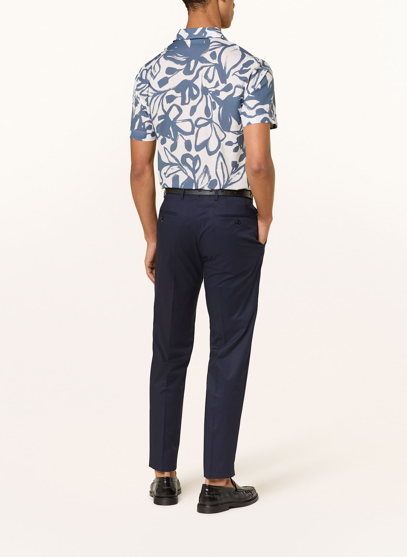 BALDESSARINI Kurzarm-Hemd Regular Fit: DUNKELBLAU / WEISS