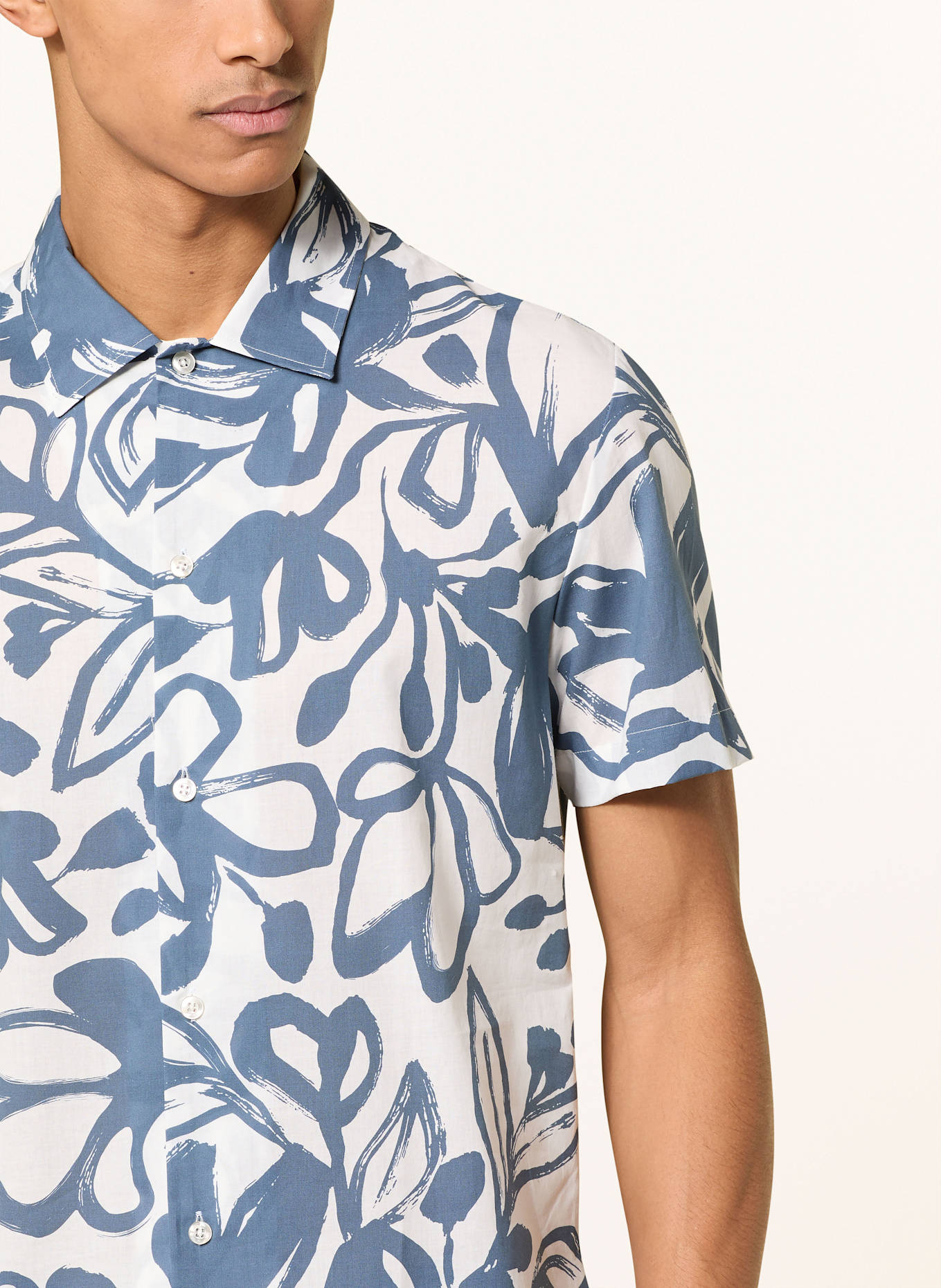 BALDESSARINI Kurzarm-Hemd Regular Fit: DUNKELBLAU / WEISS